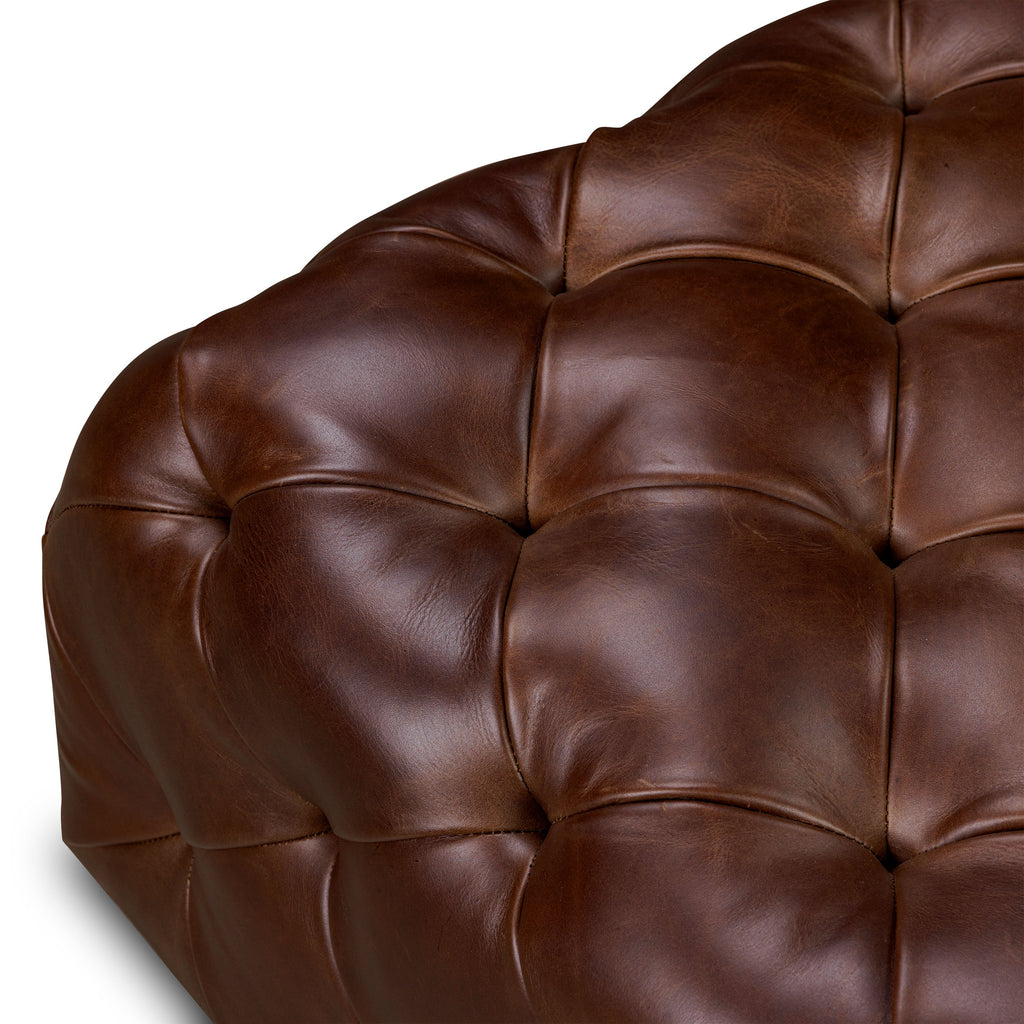 Pouffe en cuir | Marron foncé