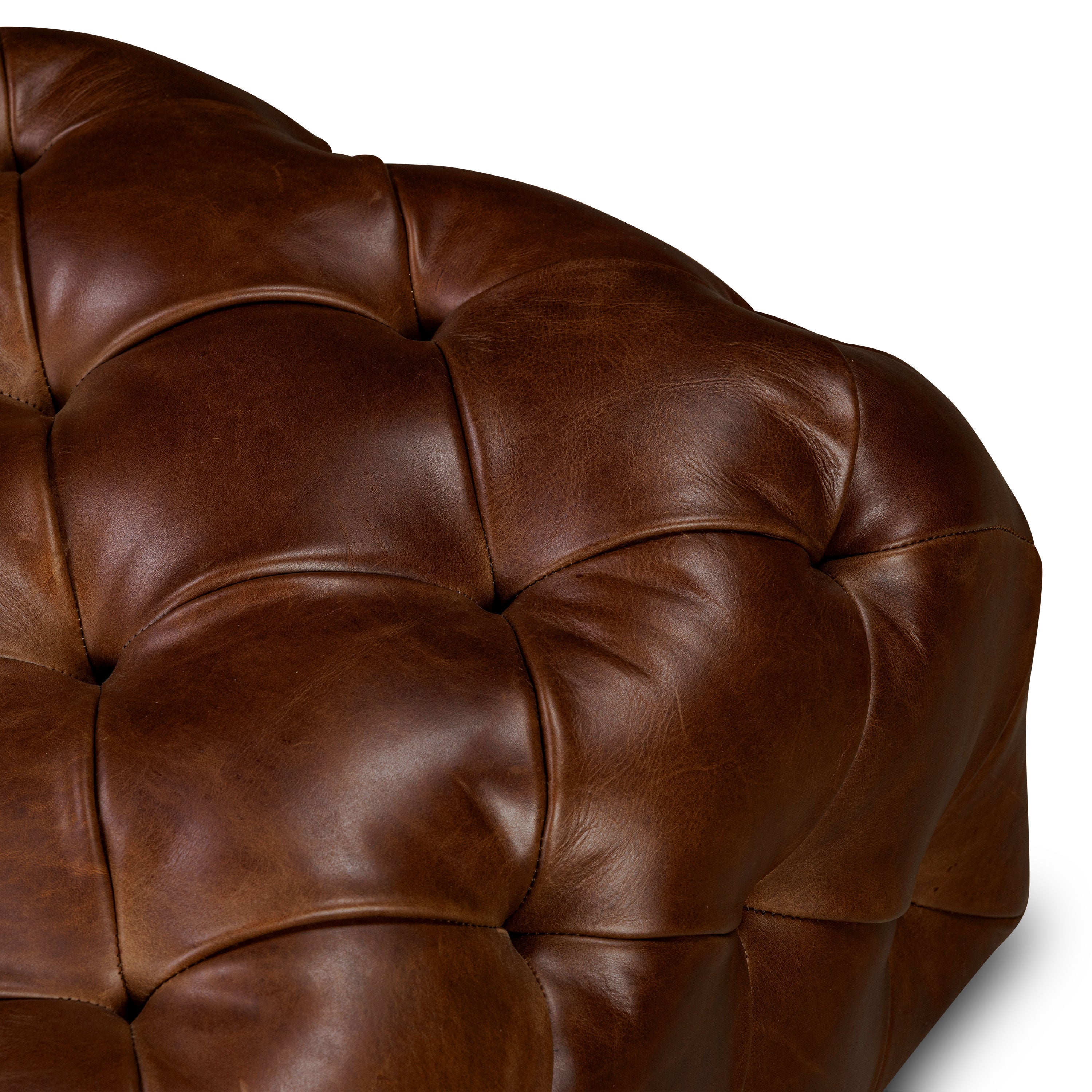 Pouffe en cuir | Marron foncé