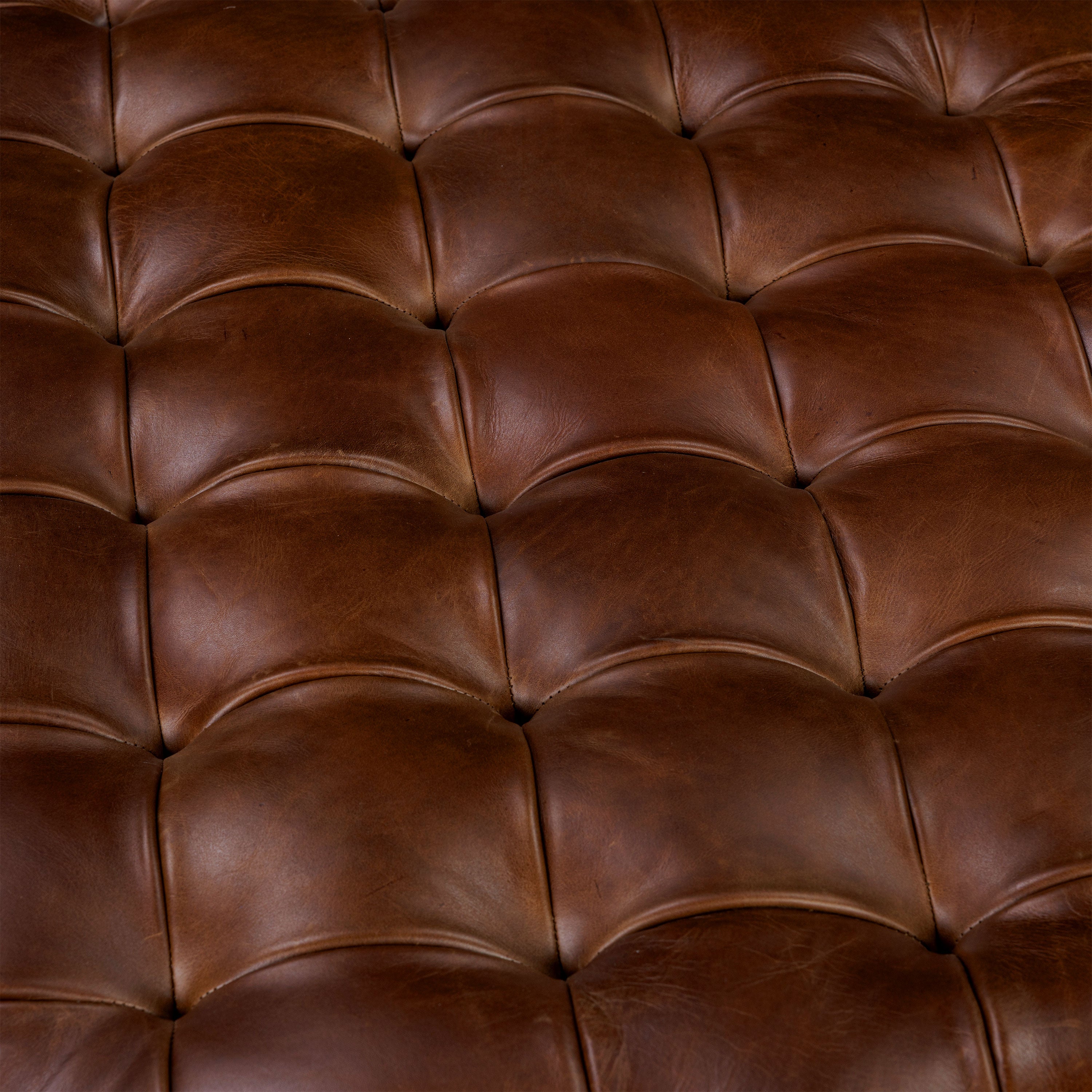 Pouffe en cuir | Marron foncé