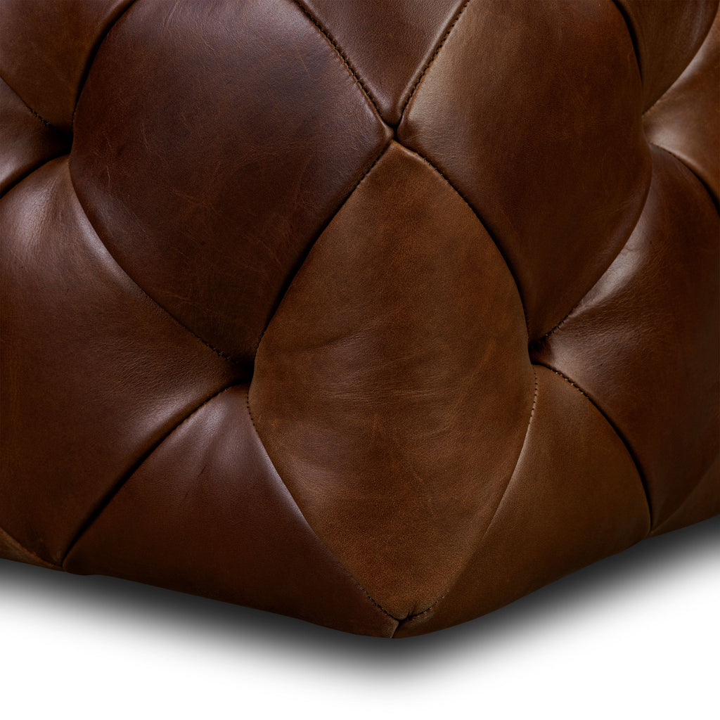 Pouffe en cuir | Marron foncé