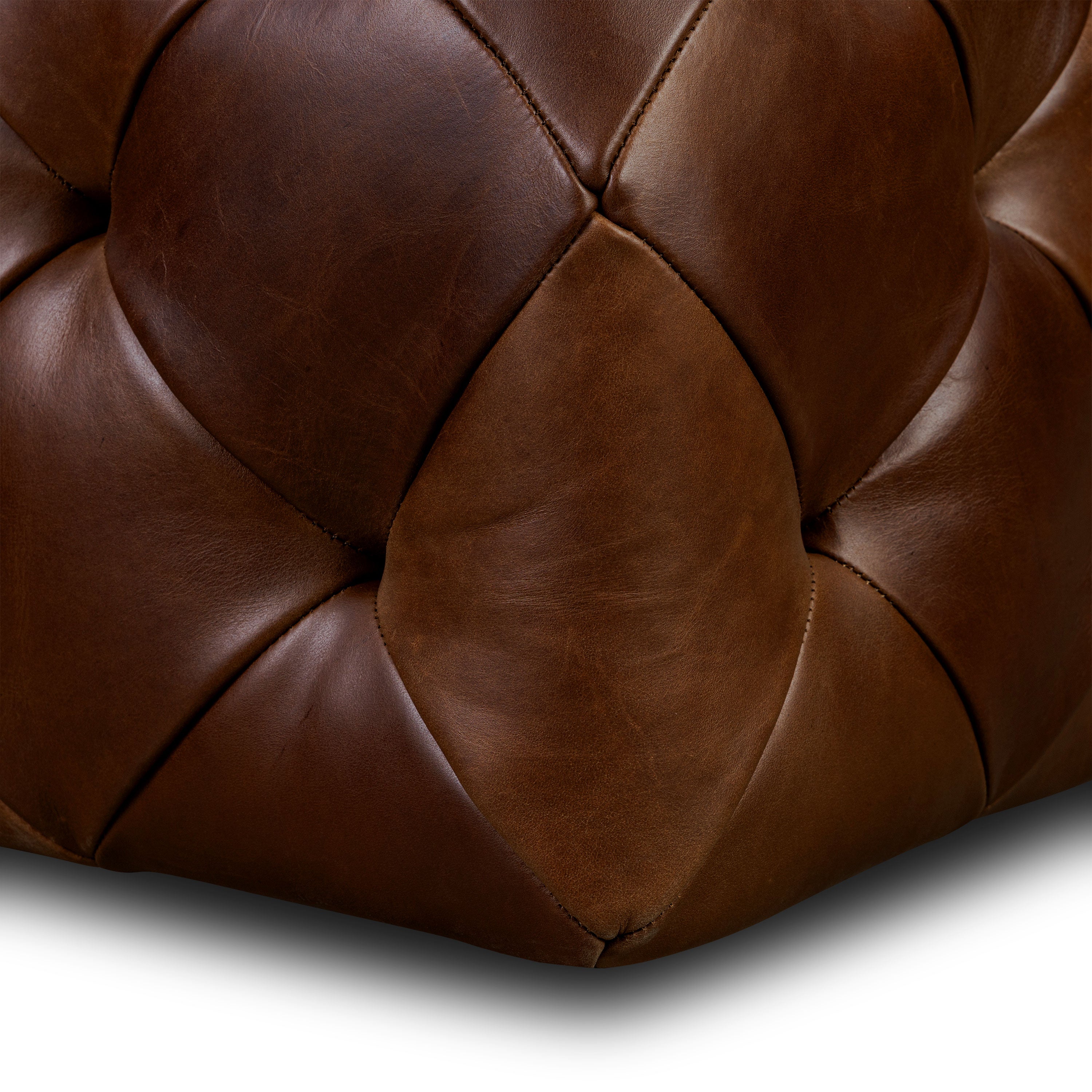 Pouffe en cuir | Marron foncé