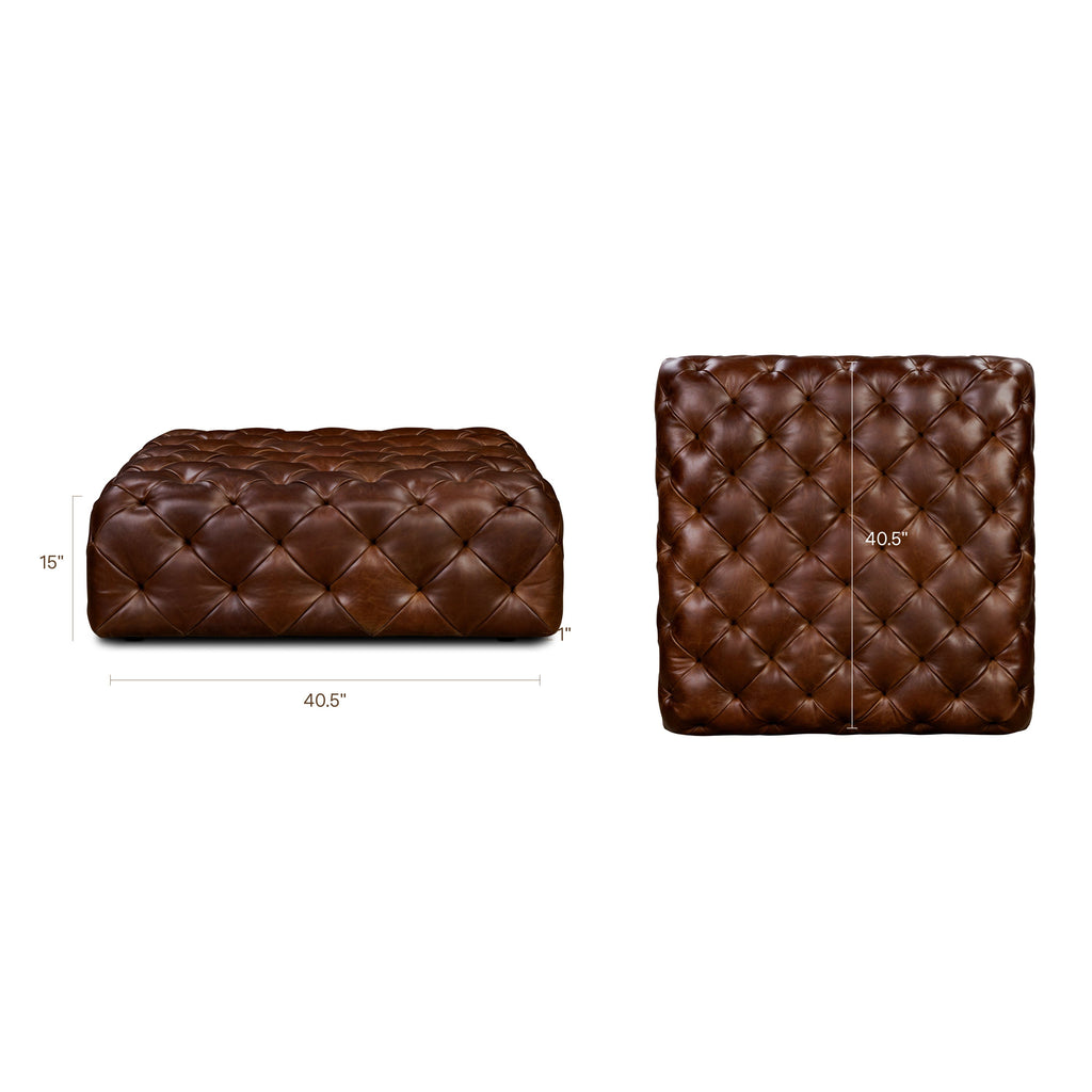 Pouffe en cuir | Marron foncé