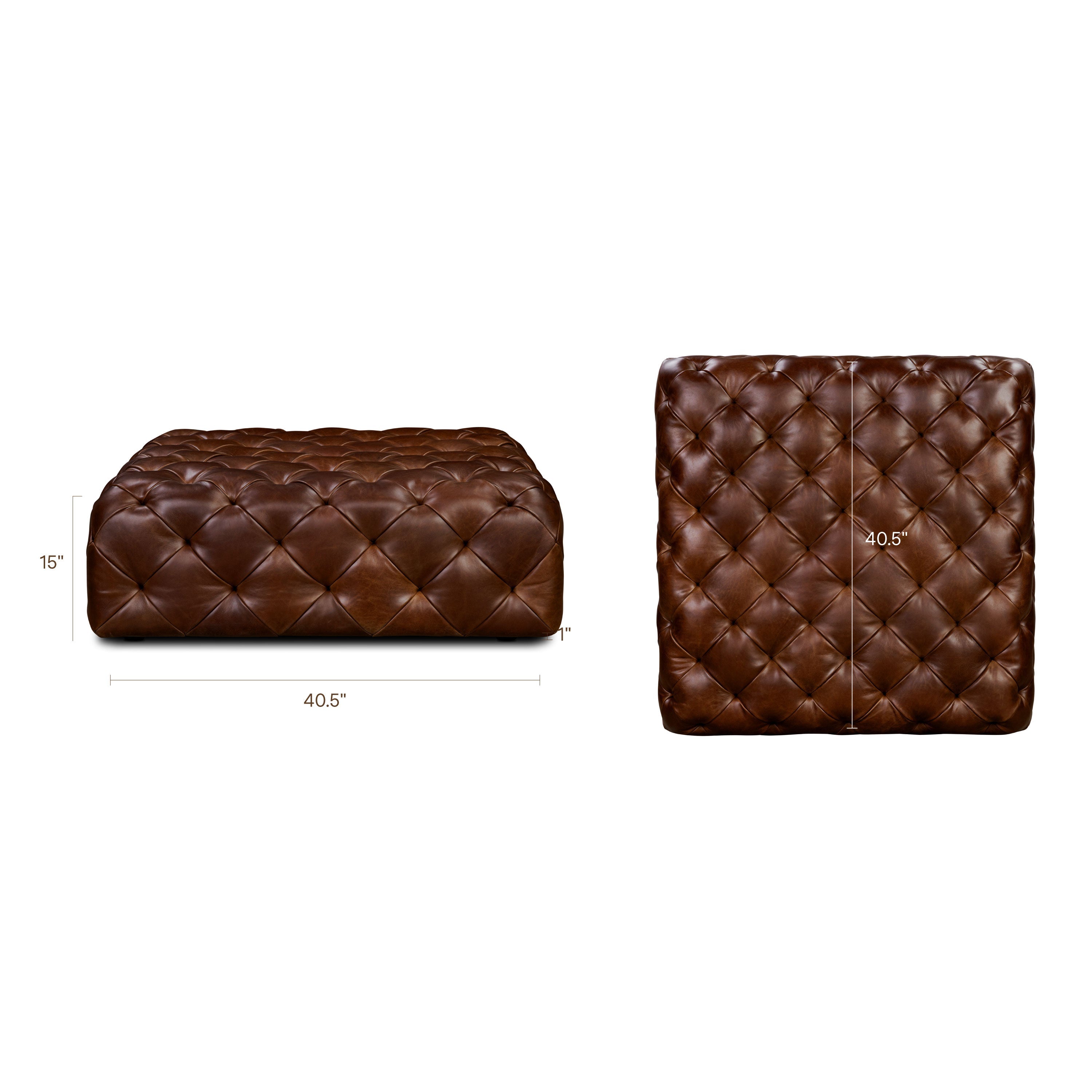 Pouffe en cuir | Marron foncé