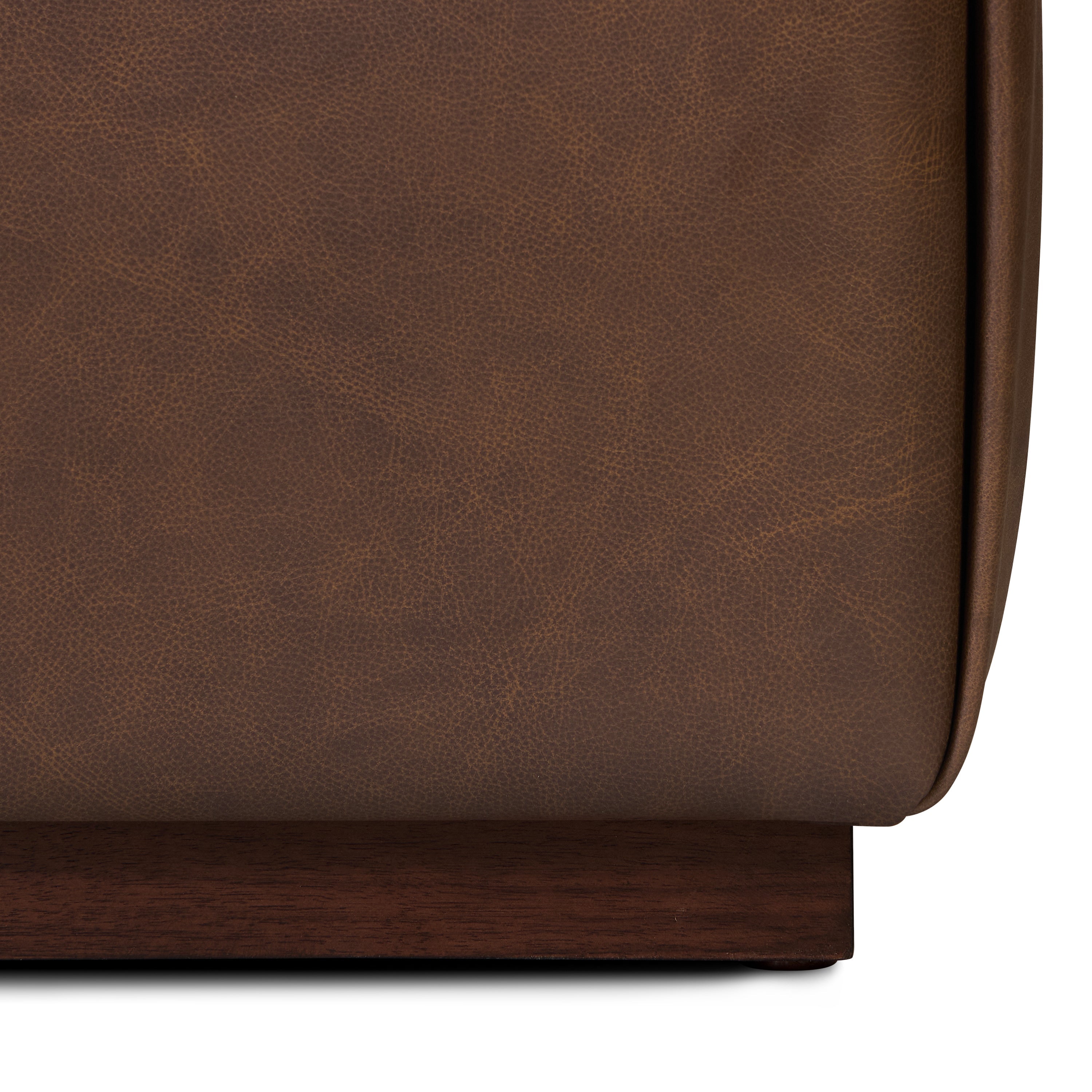 Ottoman en cuir avec table en noyer | Marron bride