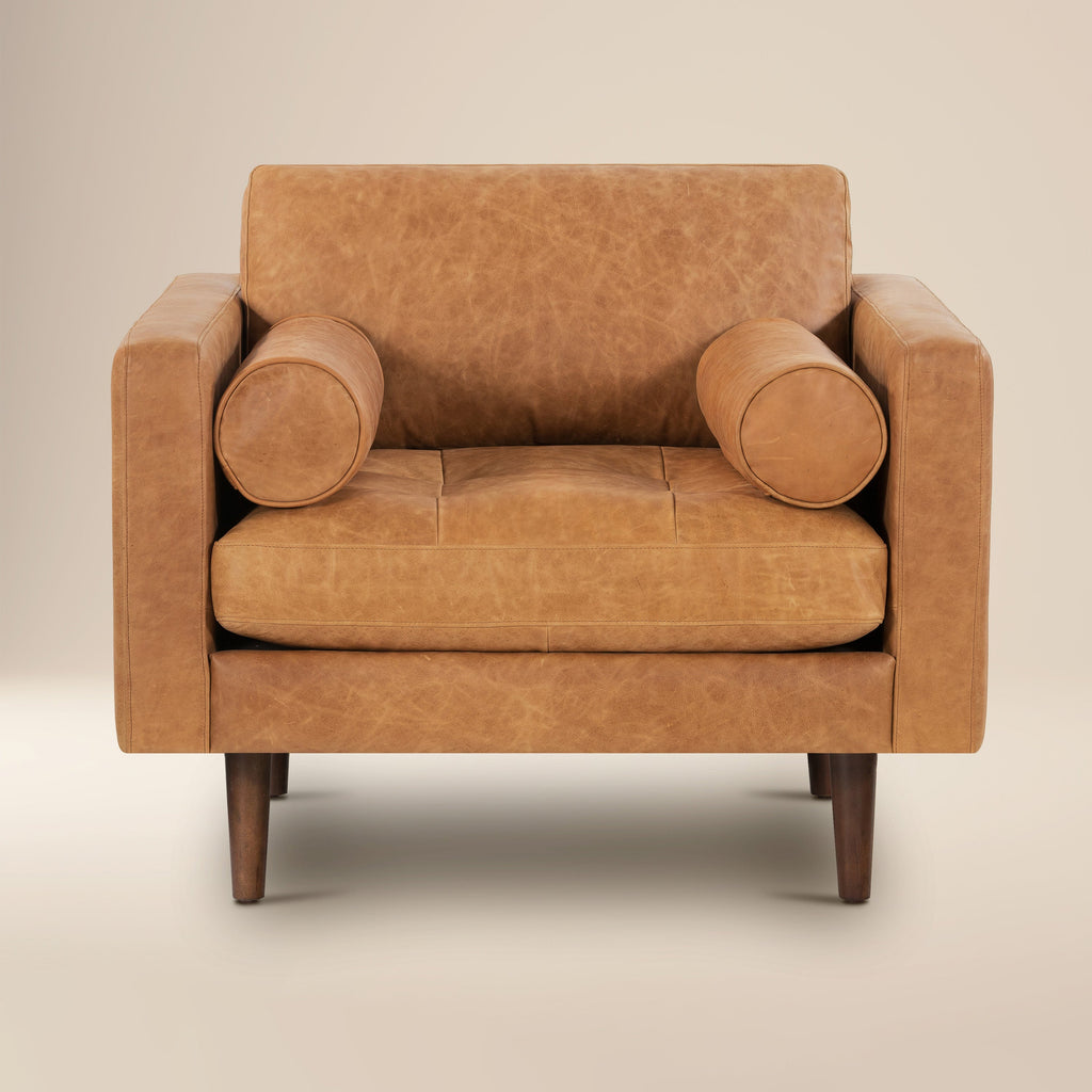 Fauteuil de salon en cuir | Cognac