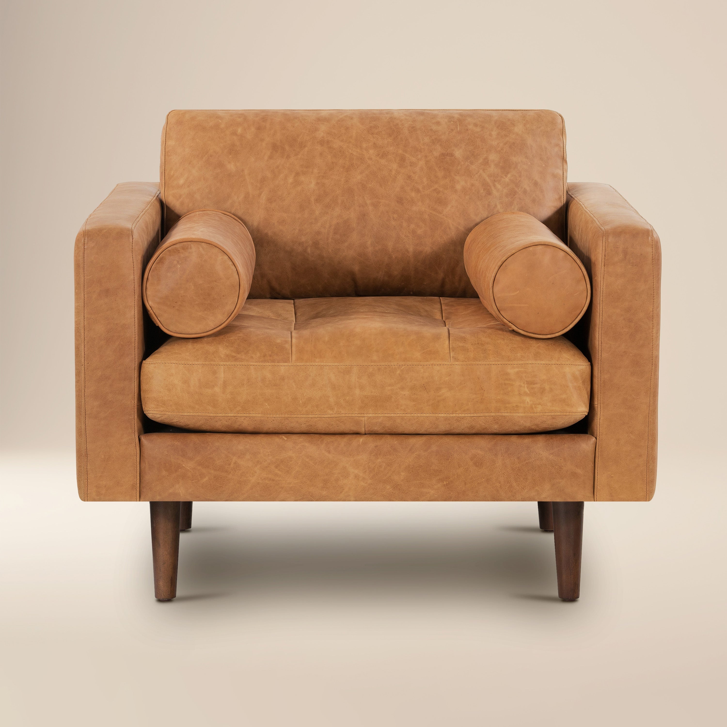 Fauteuil de salon en cuir | Cognac