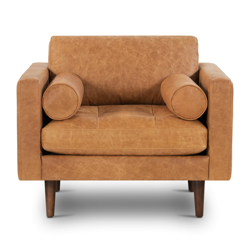 Fauteuil de salon en cuir | Cognac