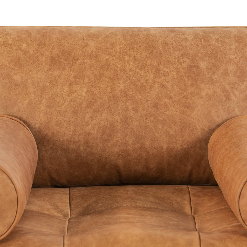 Fauteuil en cuir | Tan cognac