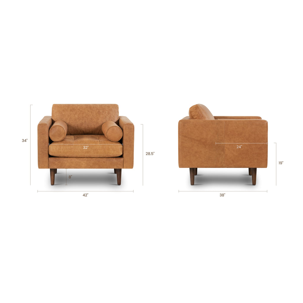 Fauteuil de salon en cuir | Cognac