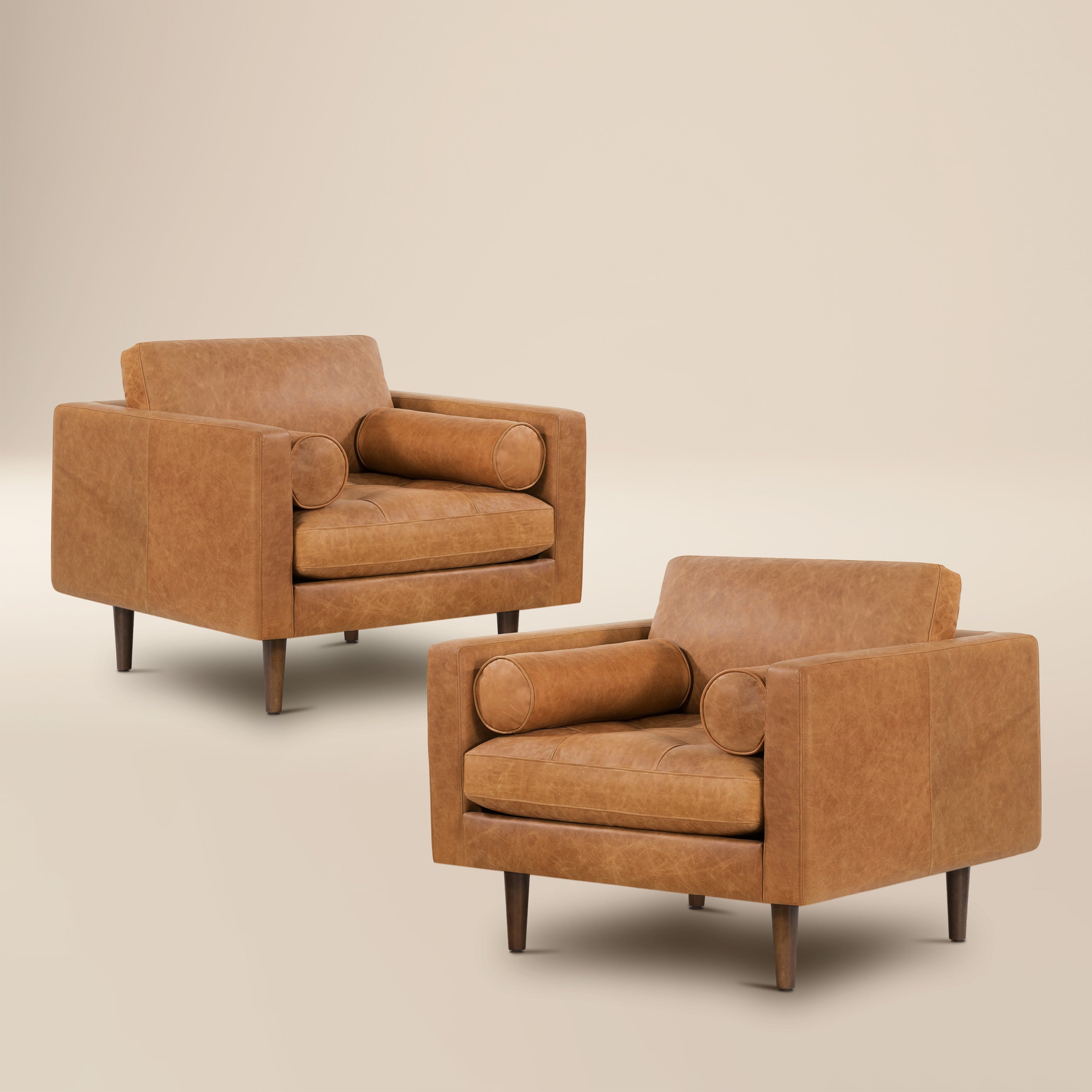 Fauteuil en cuir | Tan cognac