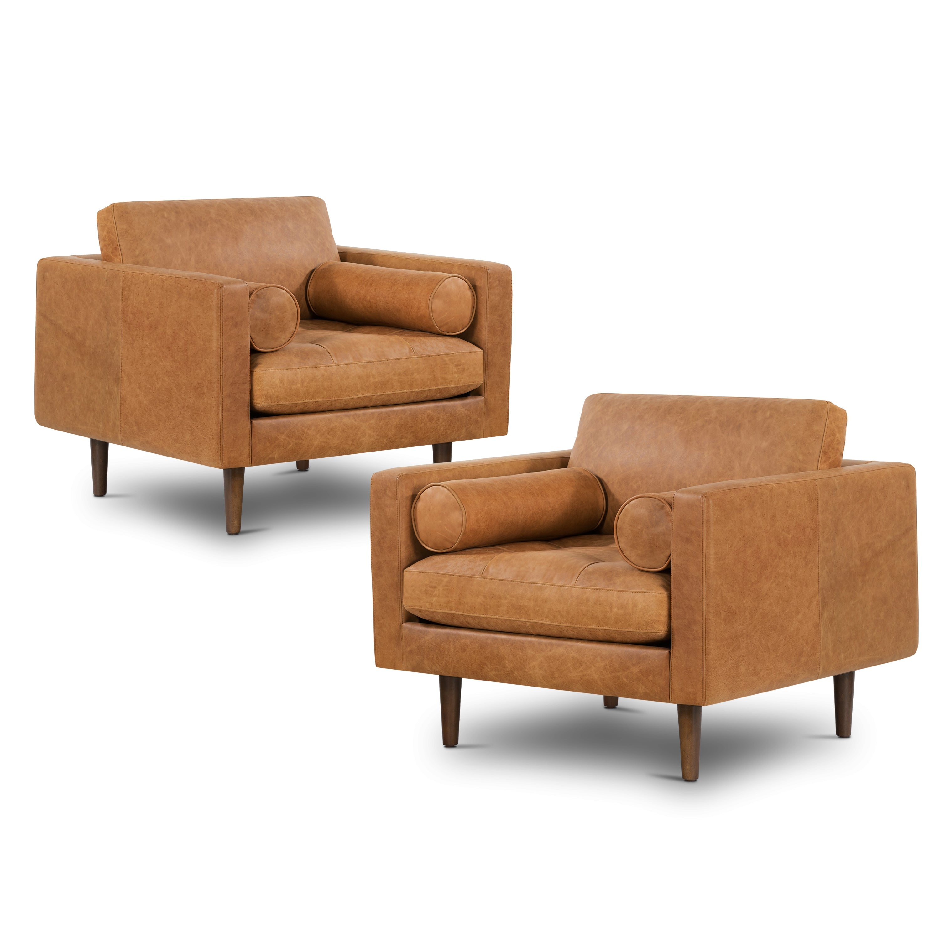 Fauteuil en cuir | Tan cognac