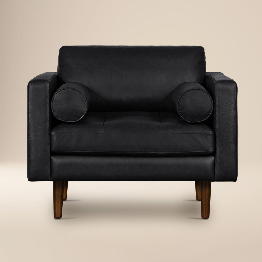Fauteuil en cuir | Noir onyx