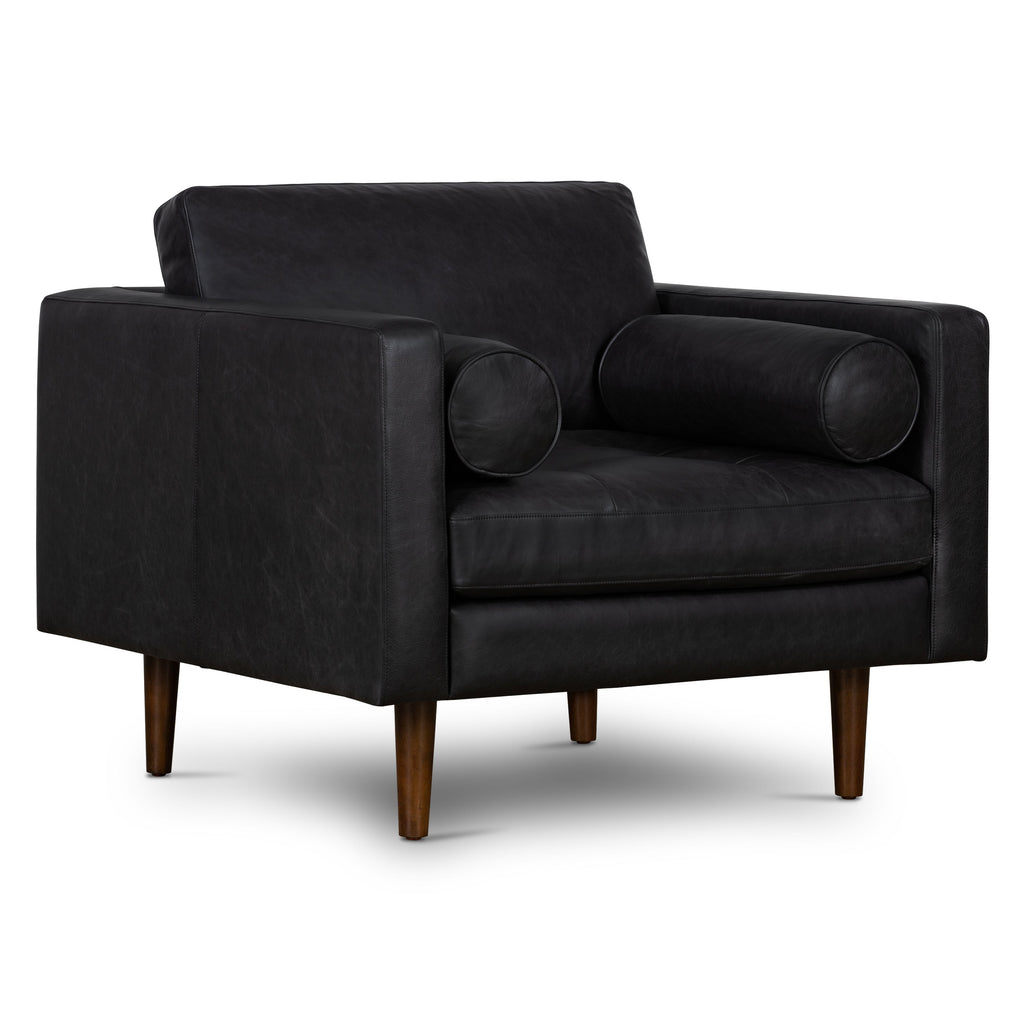 Fauteuil en cuir | Noir onyx