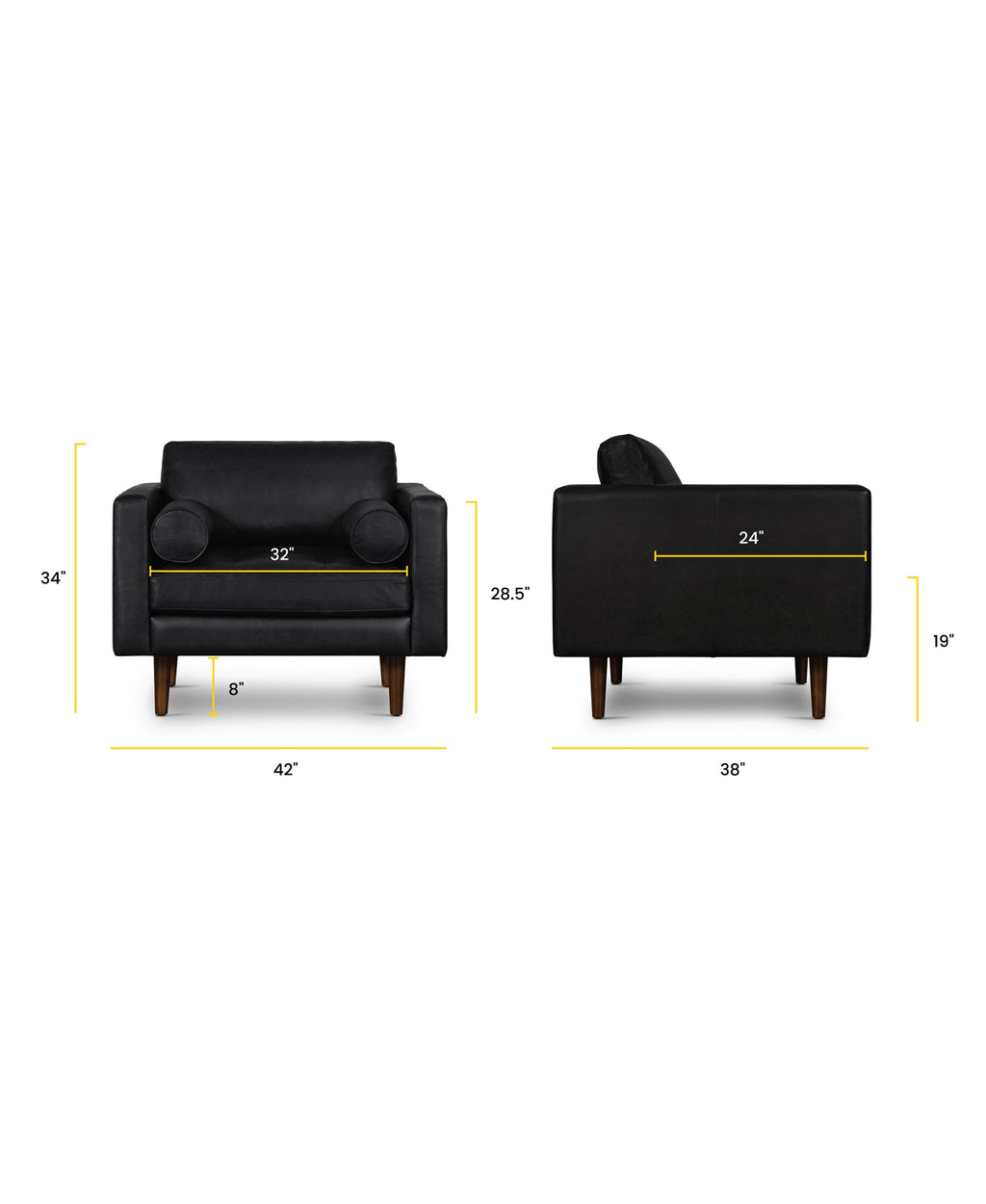 Fauteuil en cuir | Noir onyx