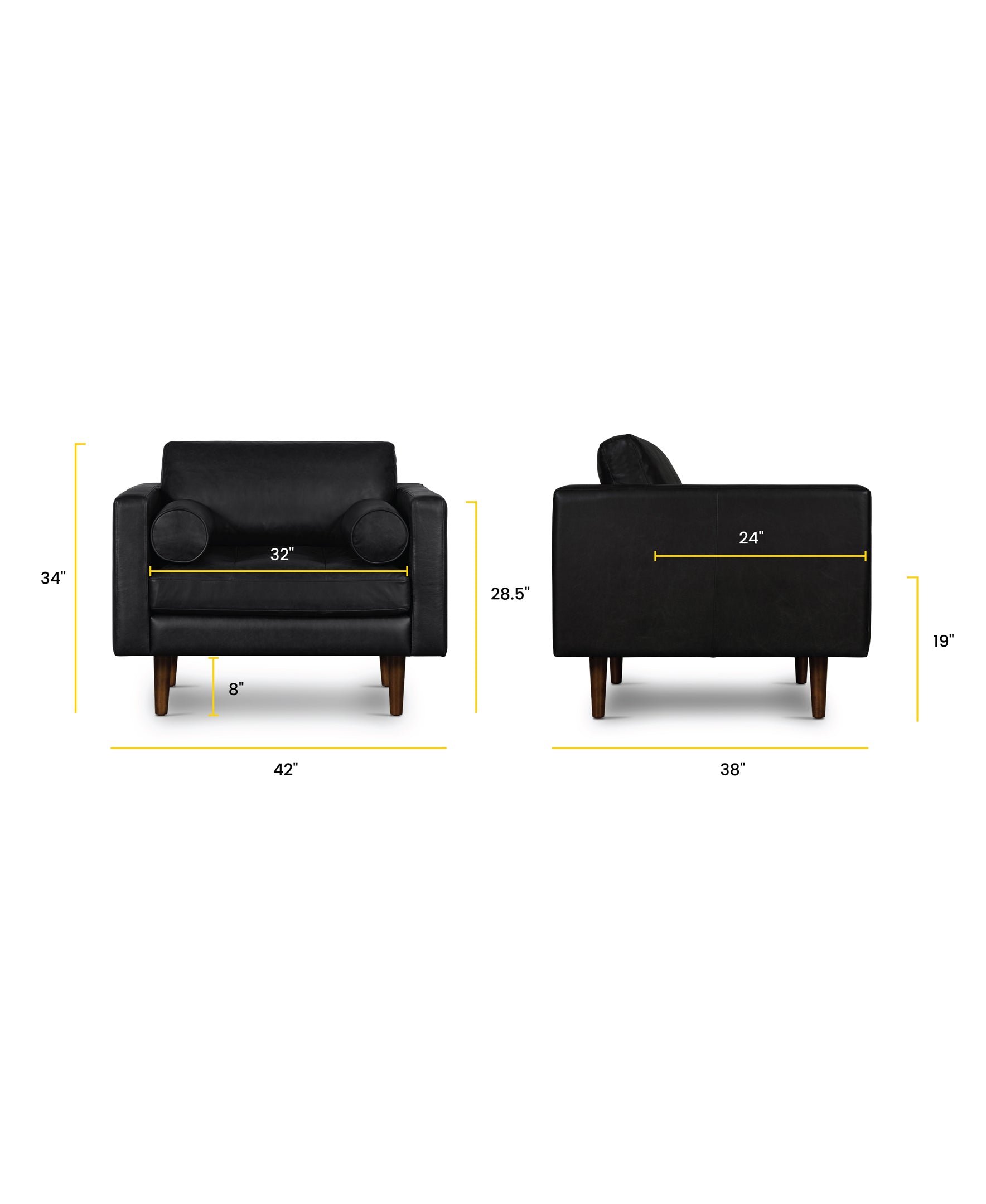 Fauteuil en cuir | Noir onyx