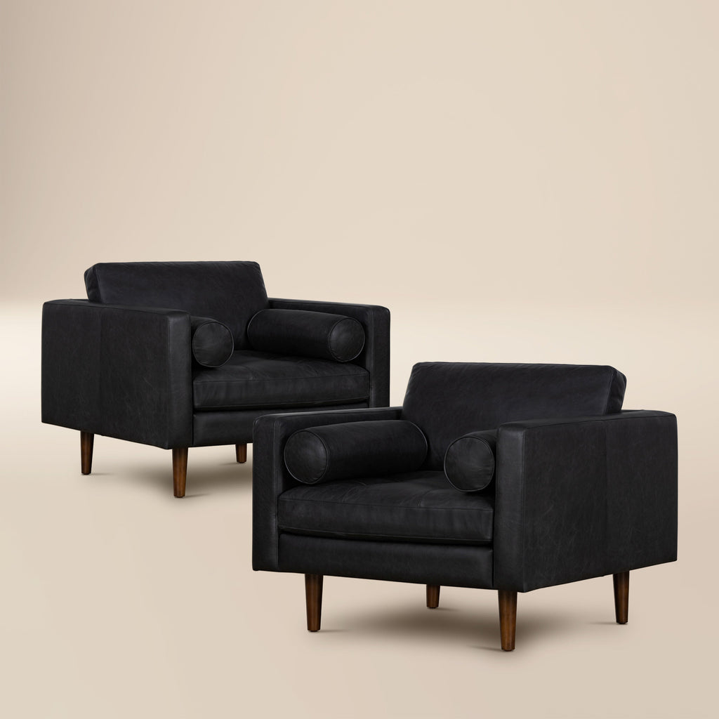 Fauteuil en cuir | Noir onyx