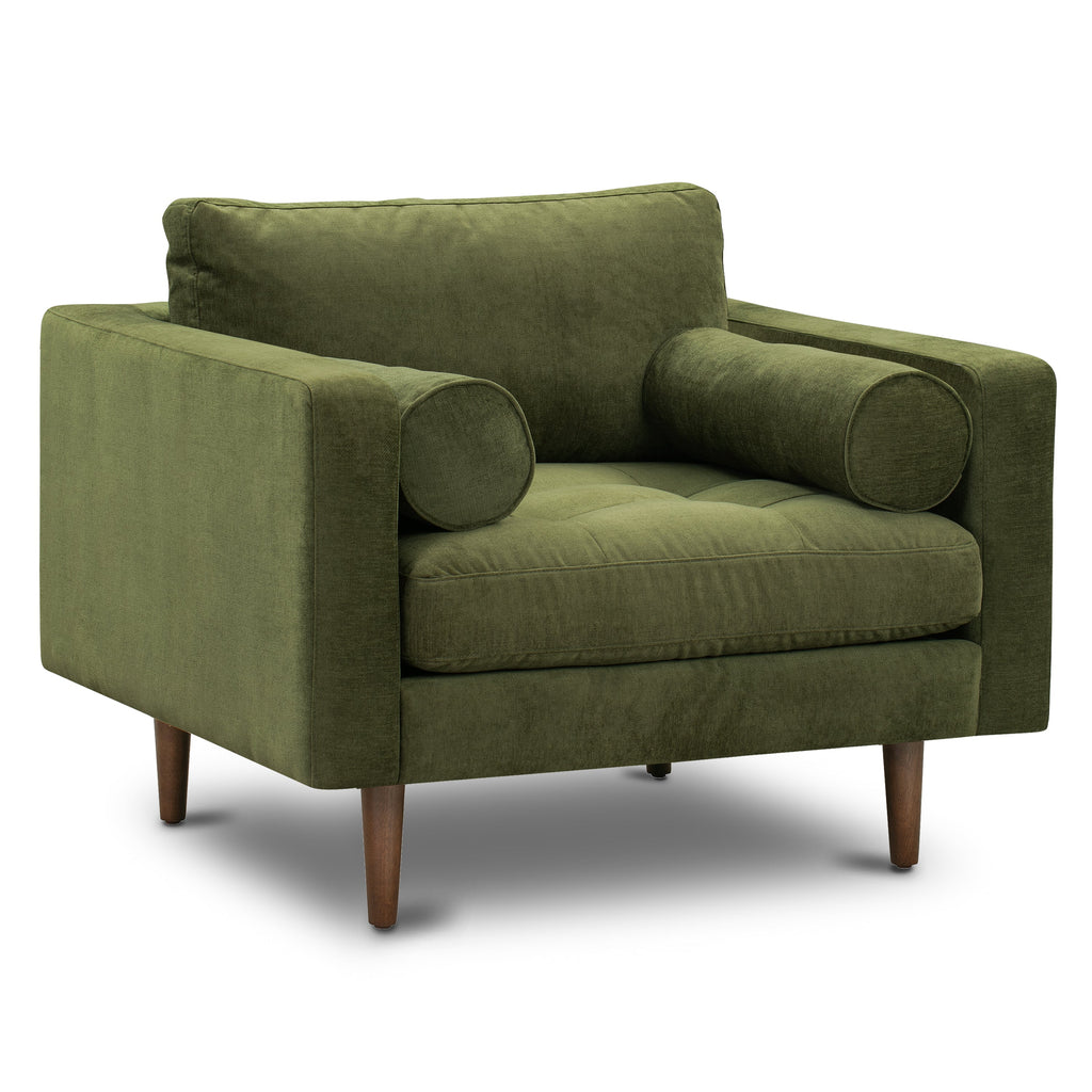 Fauteuil Lounge en Velours | Vert Vieilli