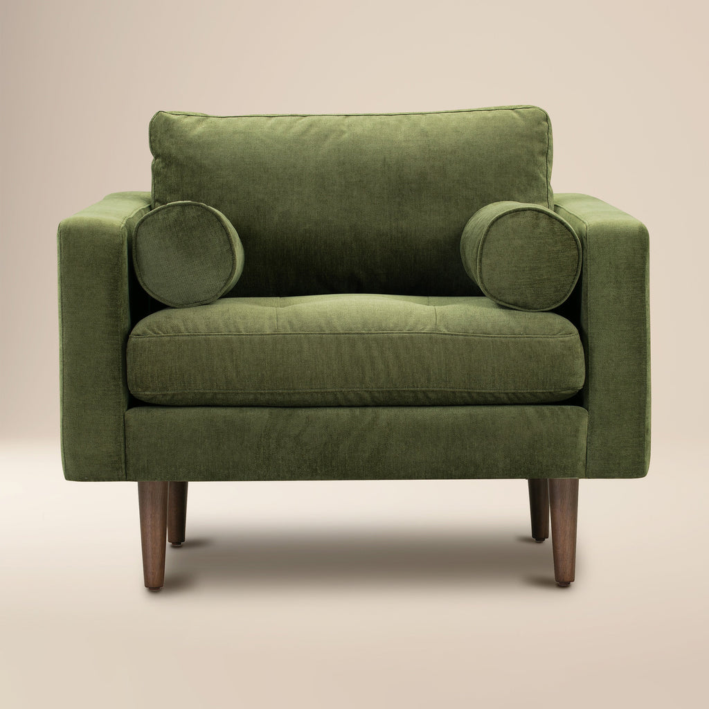 Fauteuil Lounge en Velours | Vert Vieilli