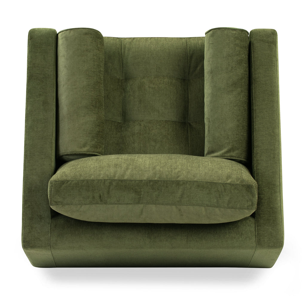 Fauteuil Lounge en Velours | Vert Vieilli