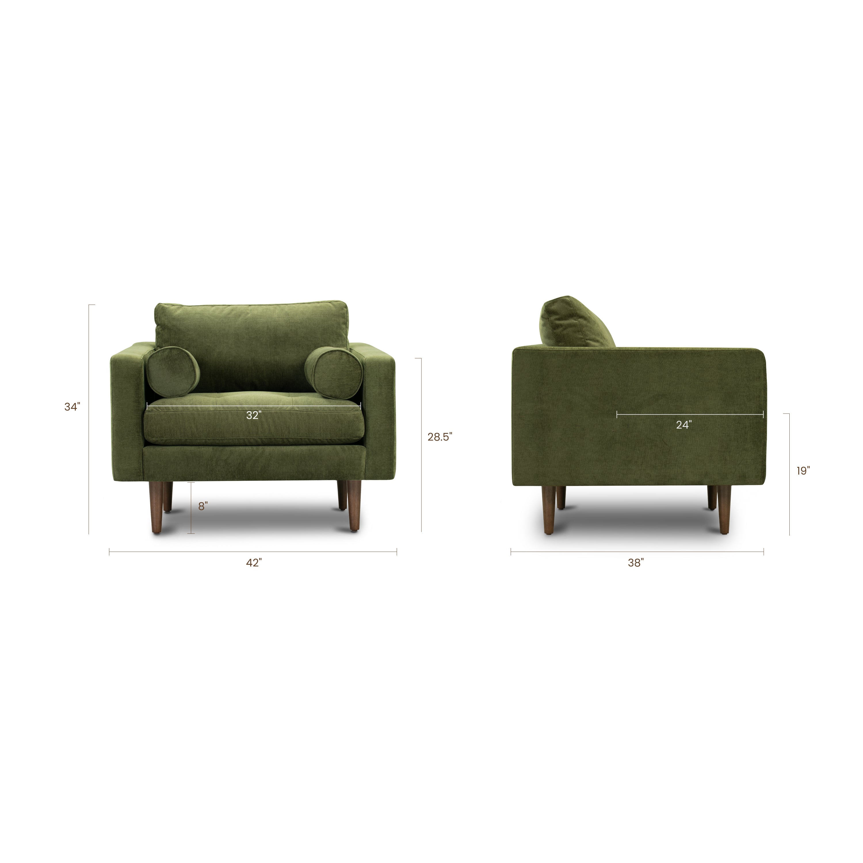 Fauteuil en velours | Vert vieilli