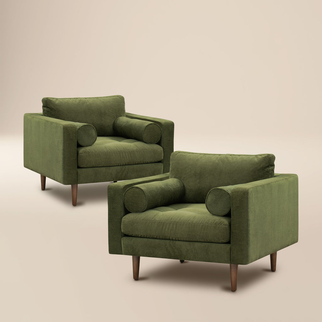 Fauteuil en velours | Vert vieilli
