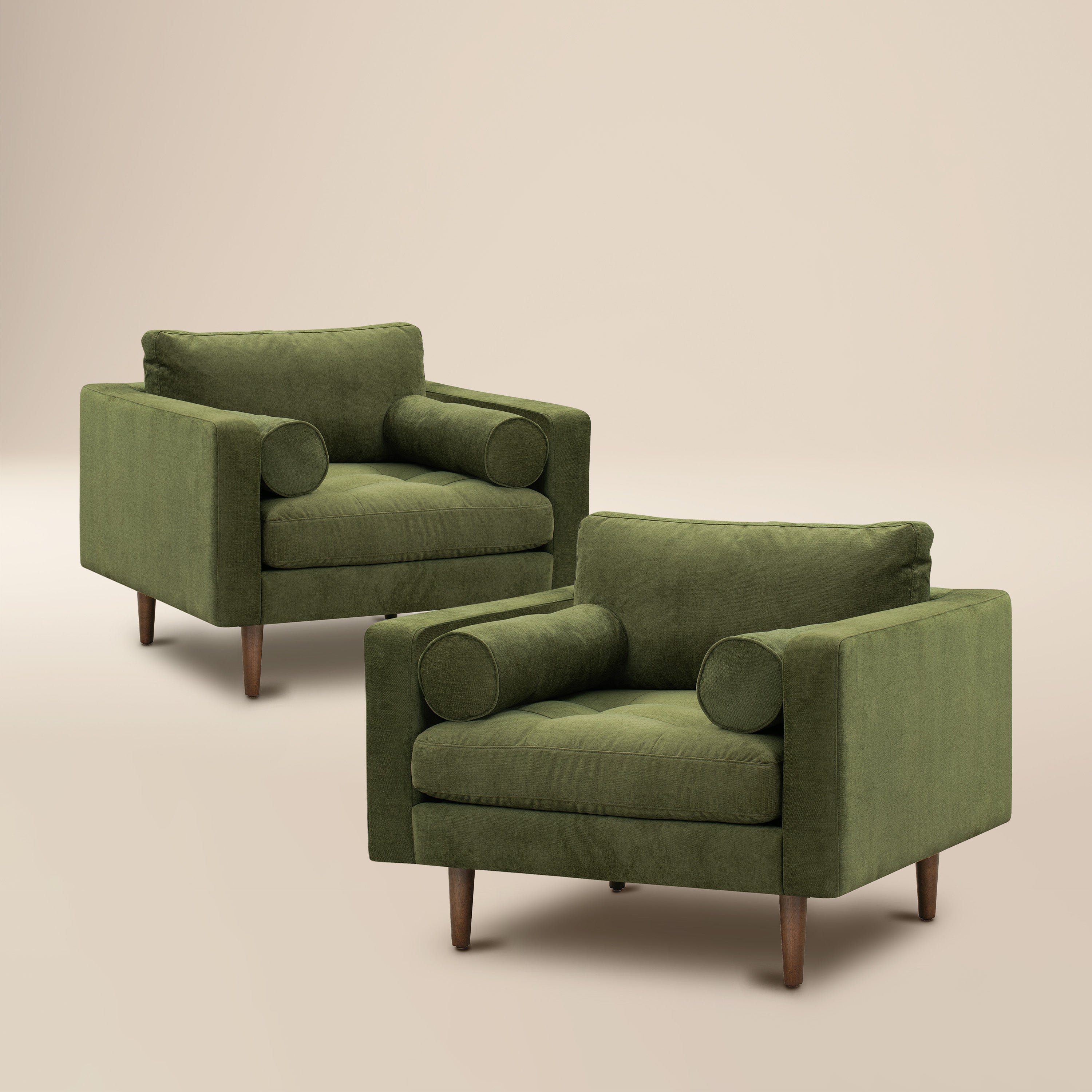 Fauteuil en velours | Vert vieilli