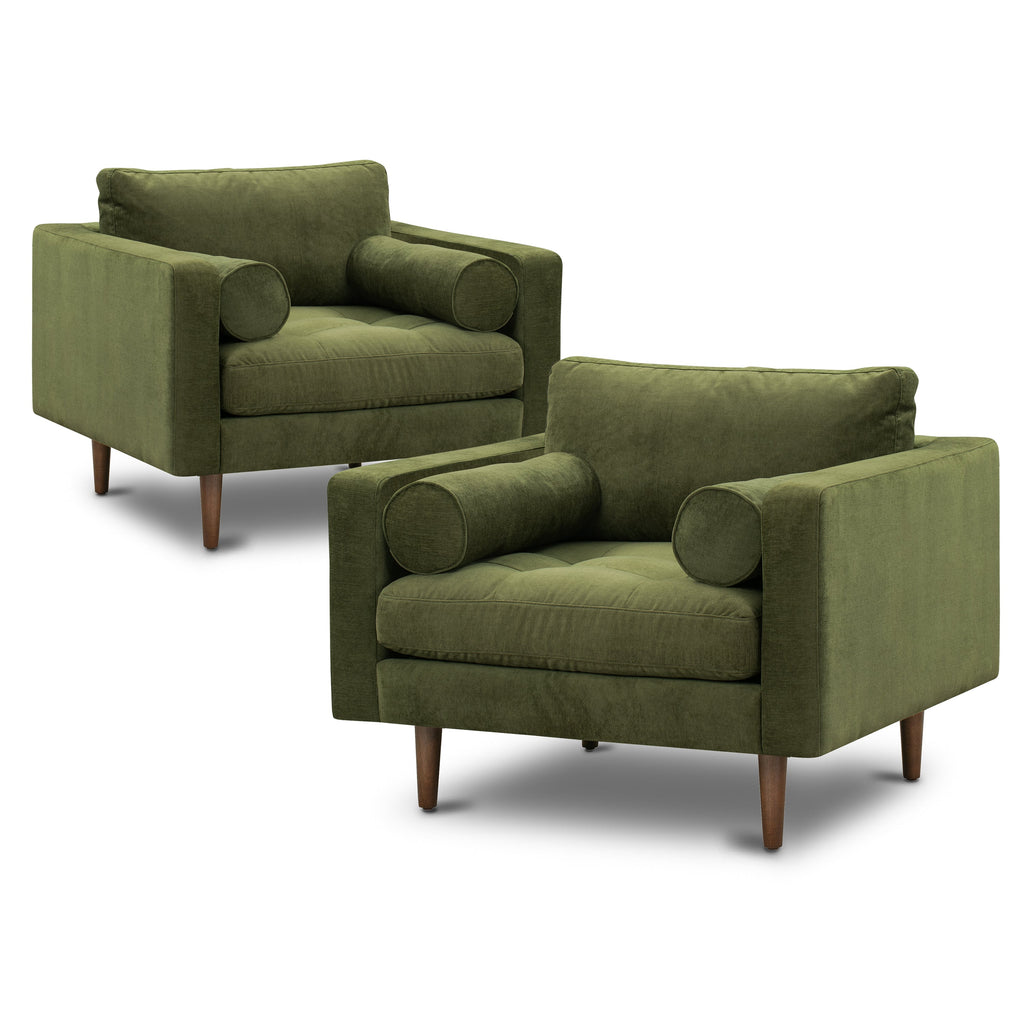 Fauteuil en velours | Vert vieilli
