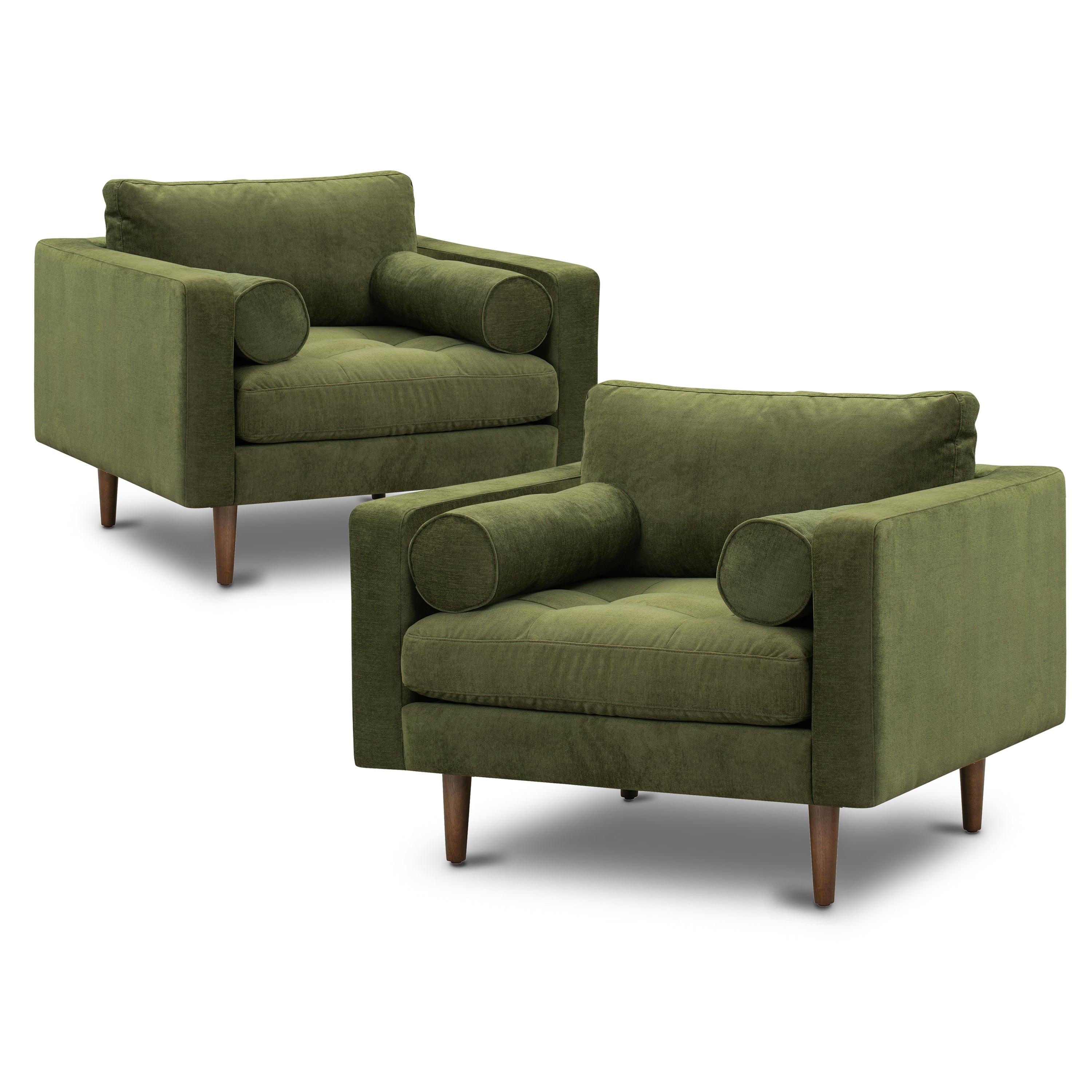 Fauteuil en velours | Vert vieilli