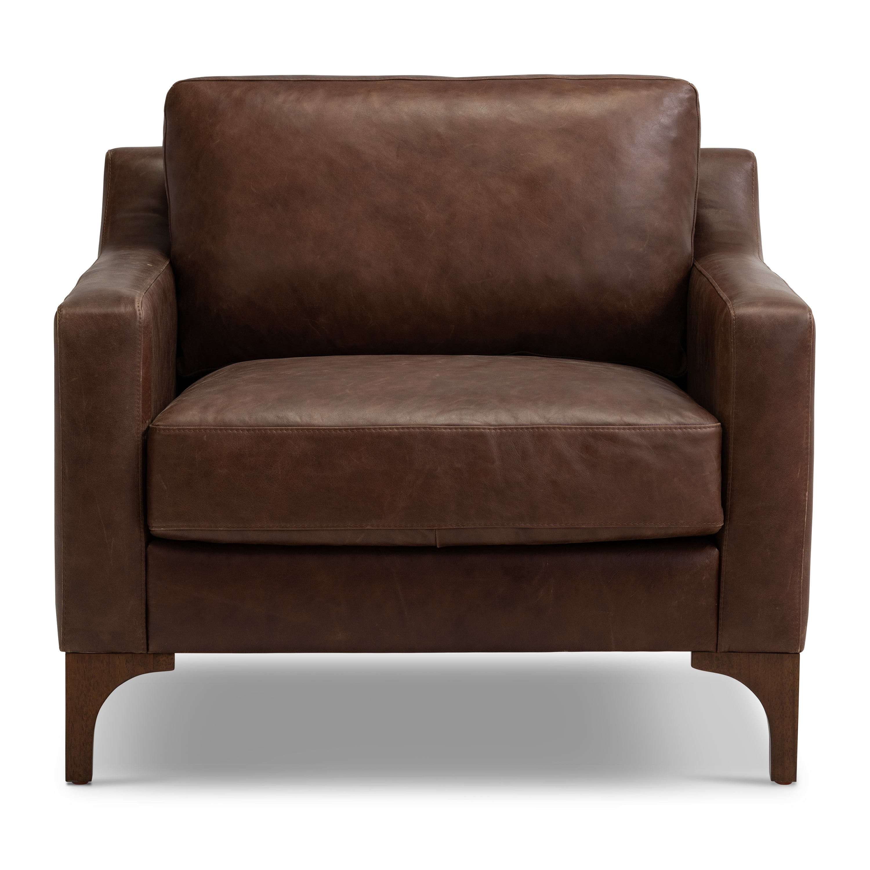 Fauteuil en cuir | Marron chocolat