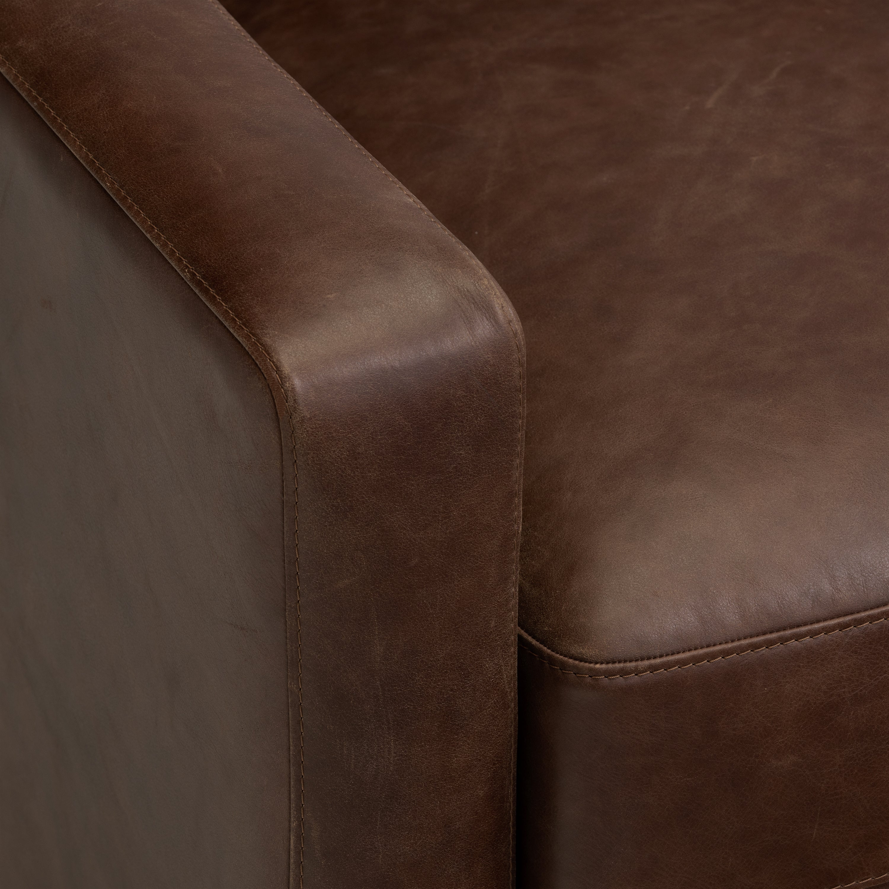 Fauteuil en cuir | Marron chocolat
