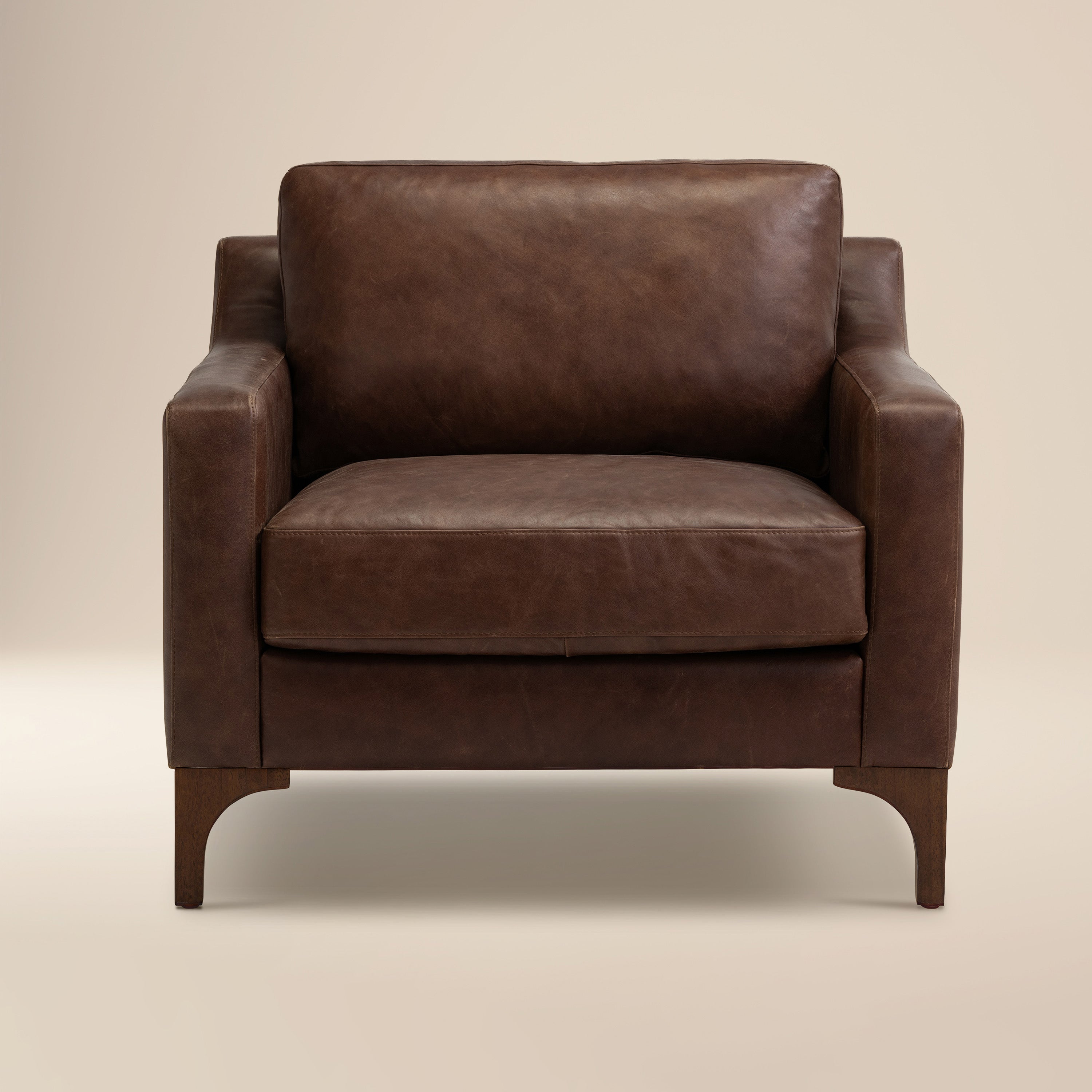 Fauteuil en cuir | Marron chocolat