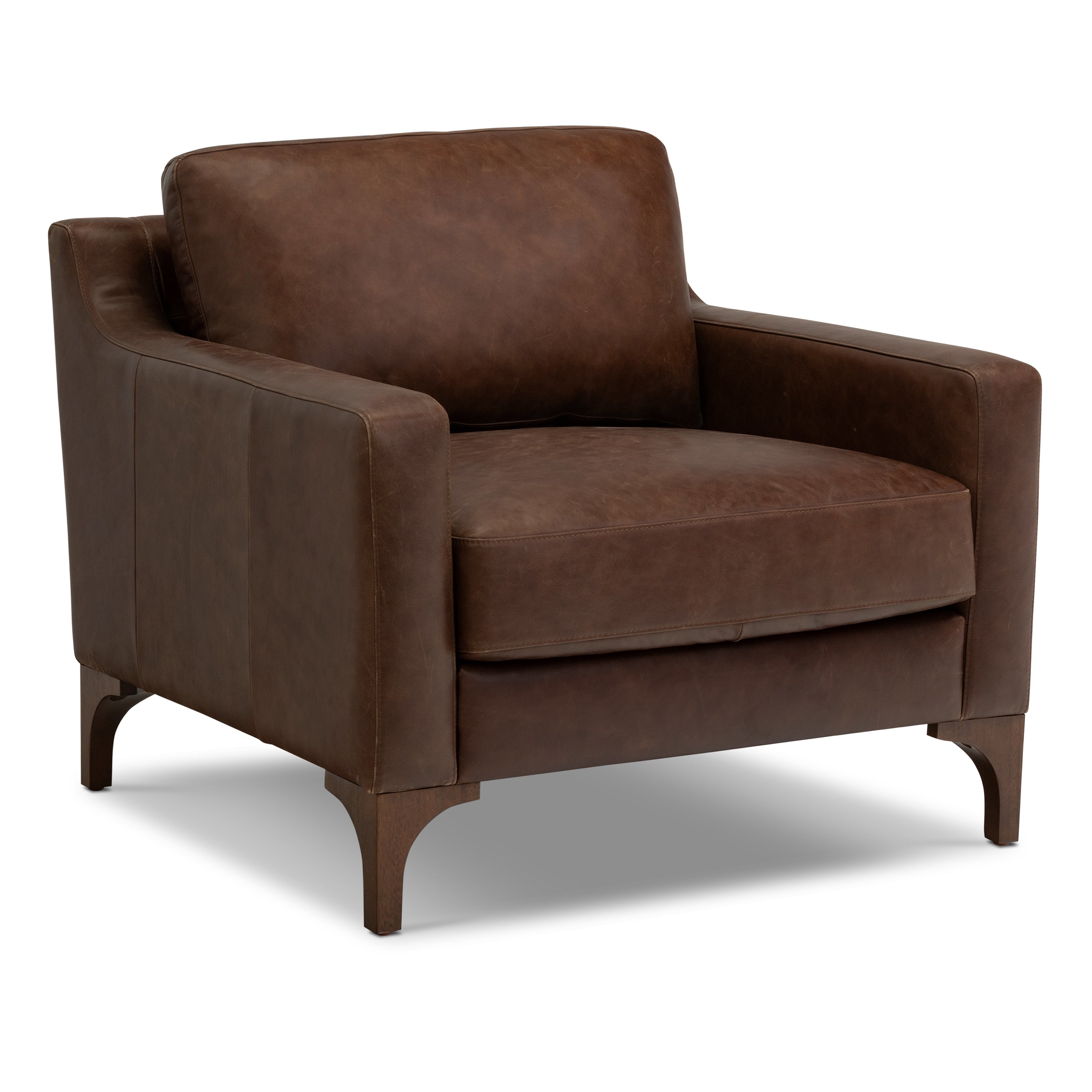 Fauteuil en cuir | Marron chocolat