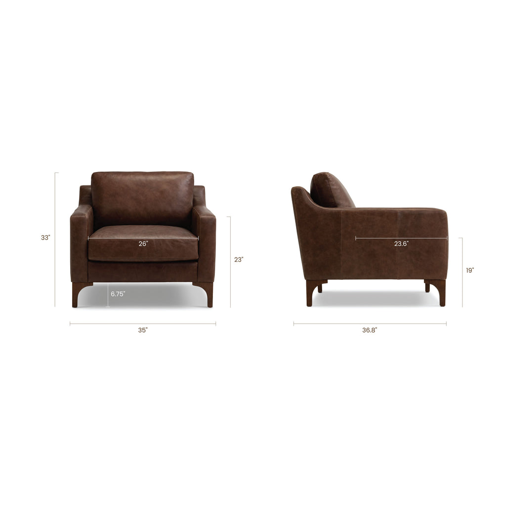 Fauteuil en cuir | Marron chocolat