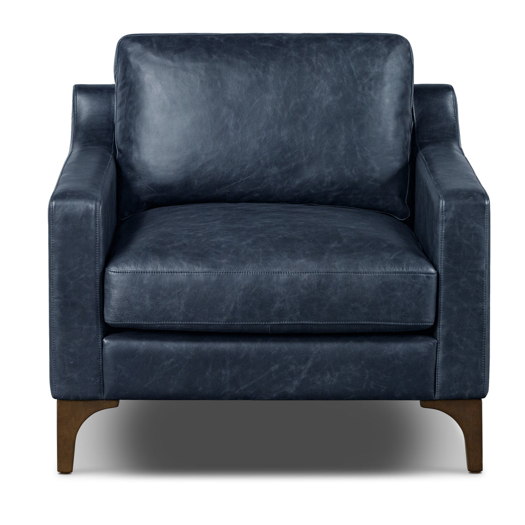 Fauteuil en cuir | Bleu nuit