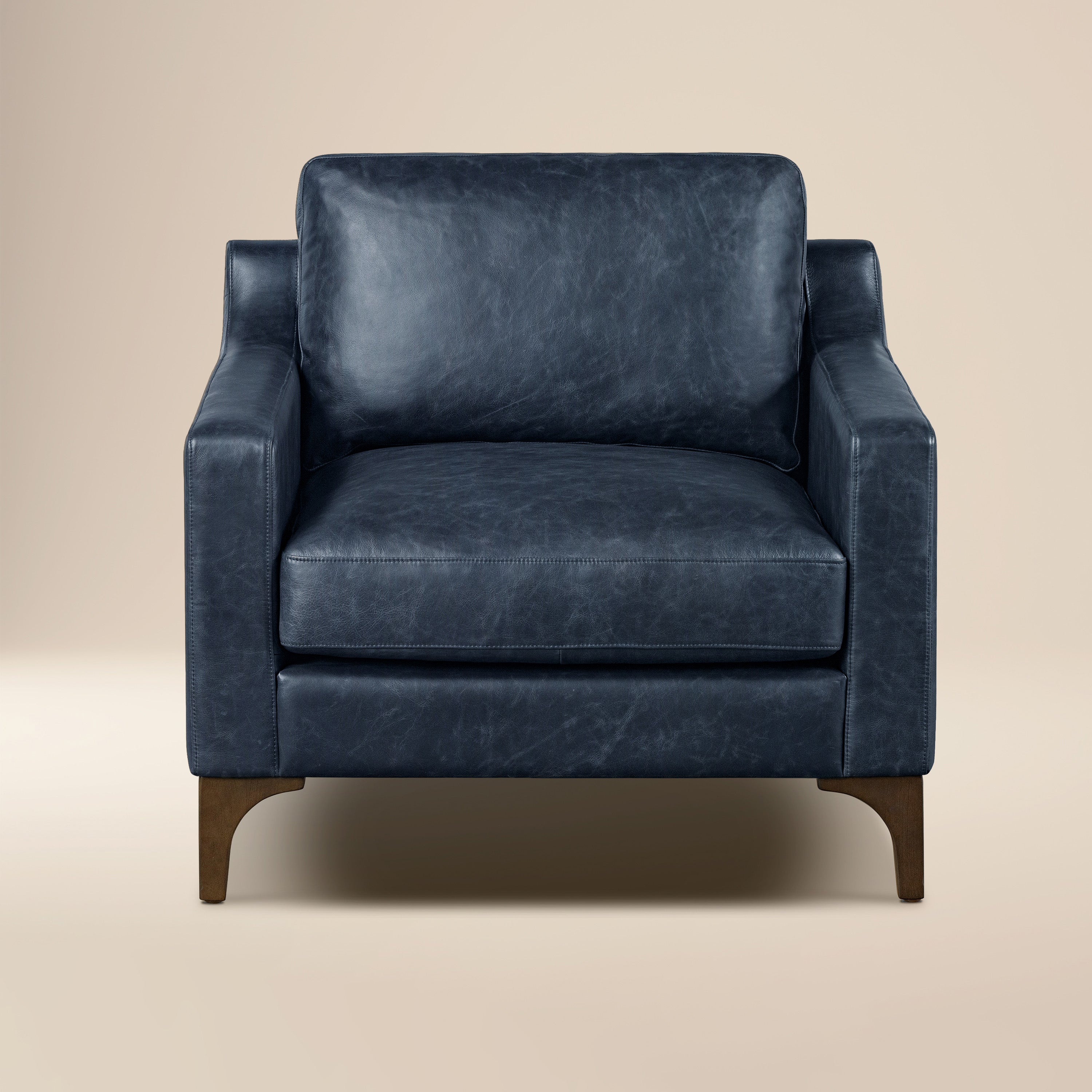Fauteuil en cuir | Bleu nuit