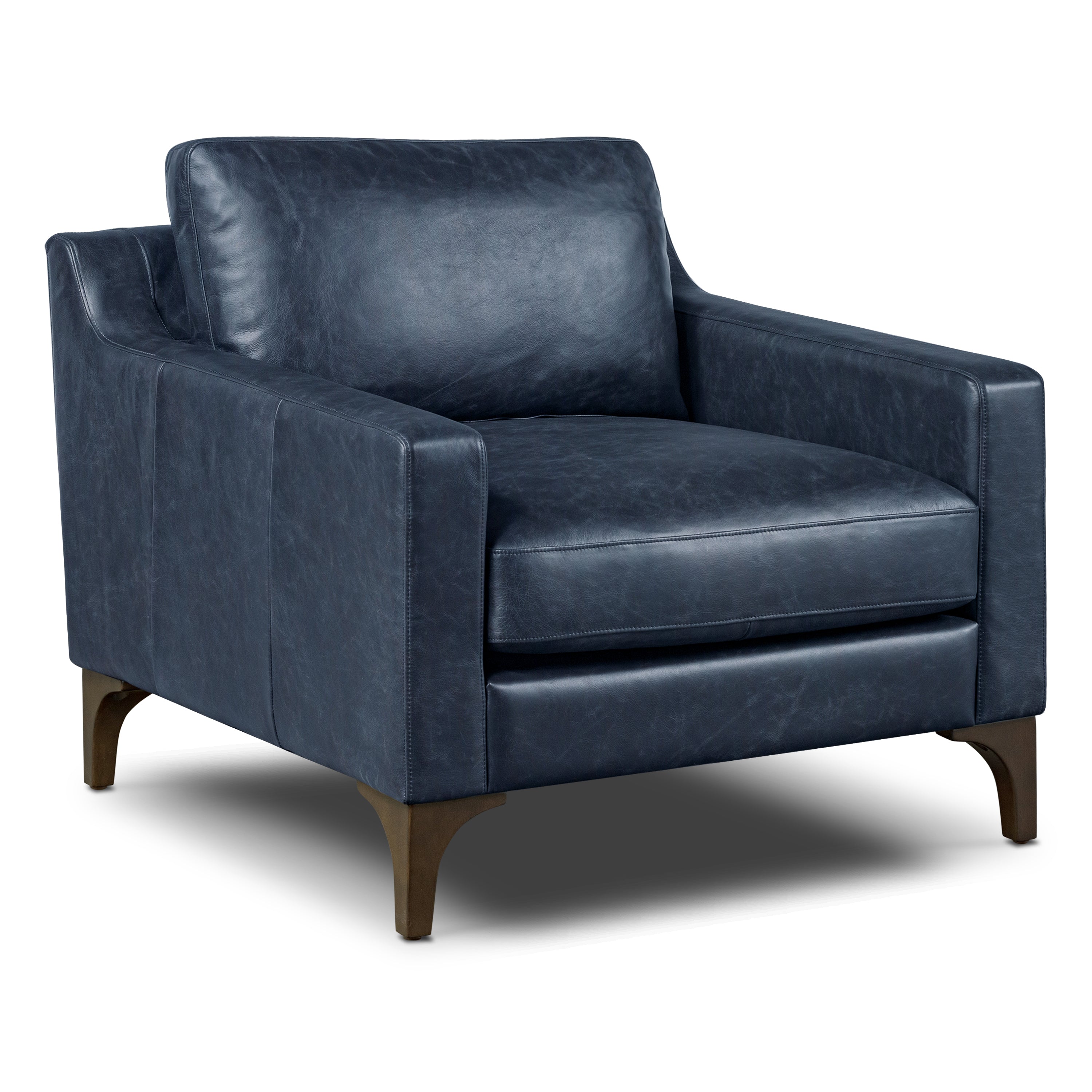 Fauteuil en cuir | Bleu nuit
