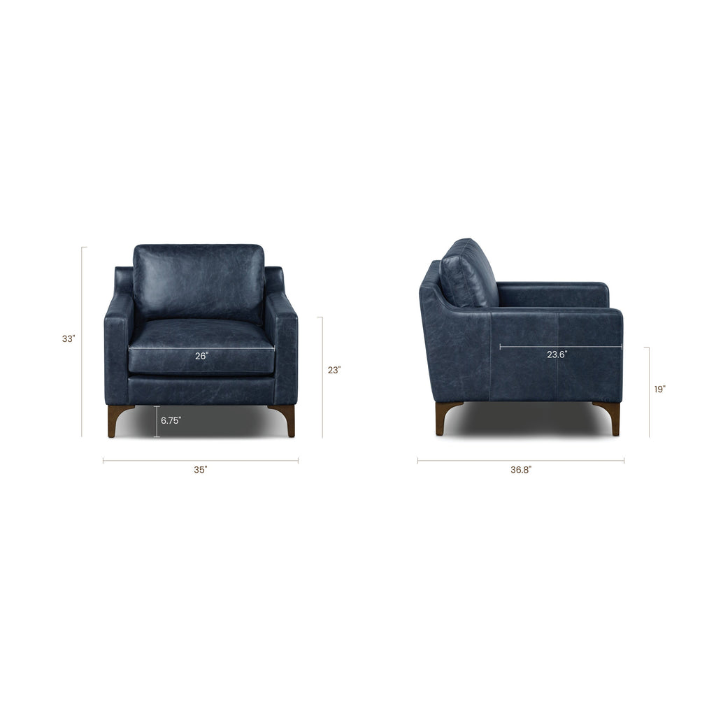 Fauteuil en cuir | Bleu nuit