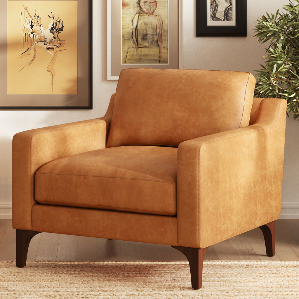 Fauteuil club en cuir | Cognac
