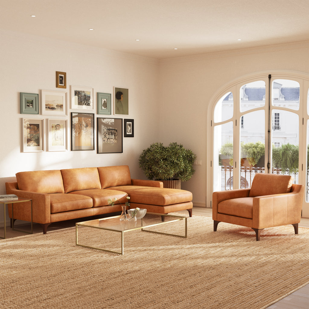 Fauteuil club en cuir | Cognac