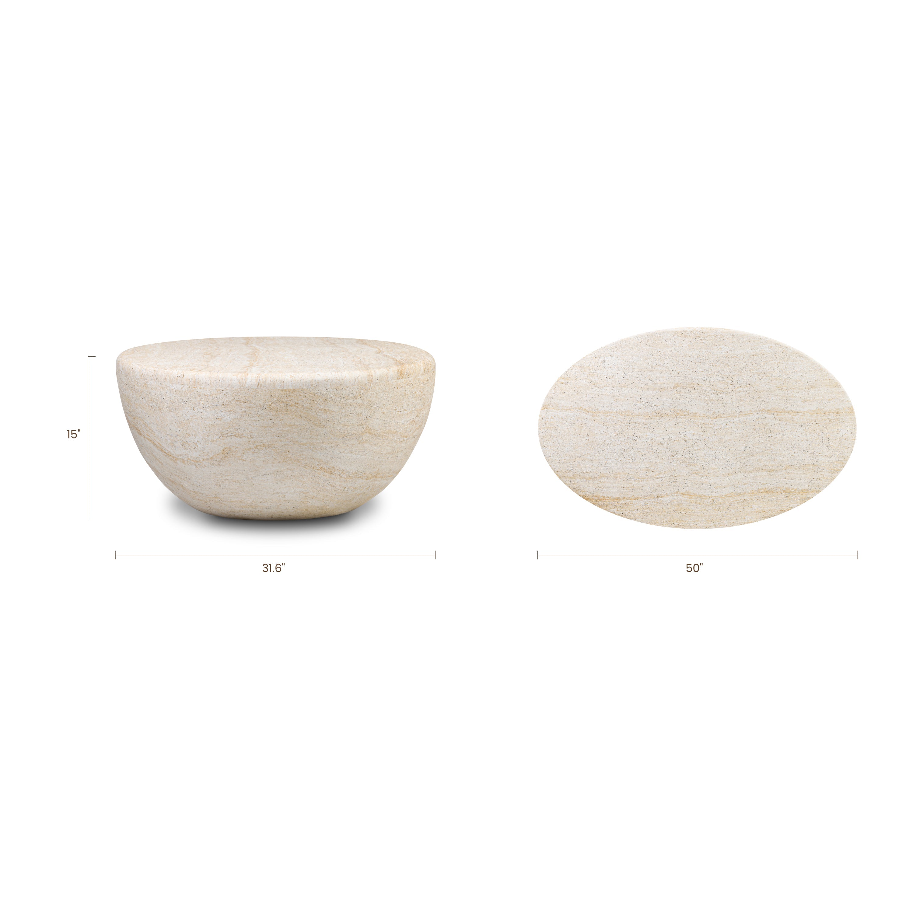 Table basse ovale | Travertin