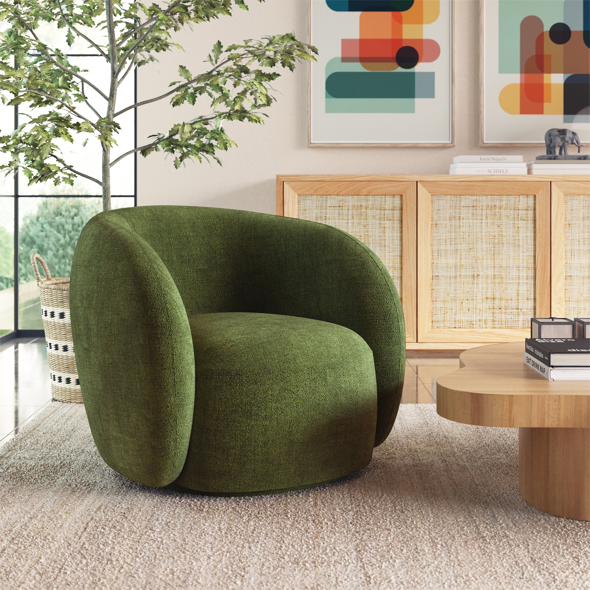 Fauteuil pivotant | Vert patiné