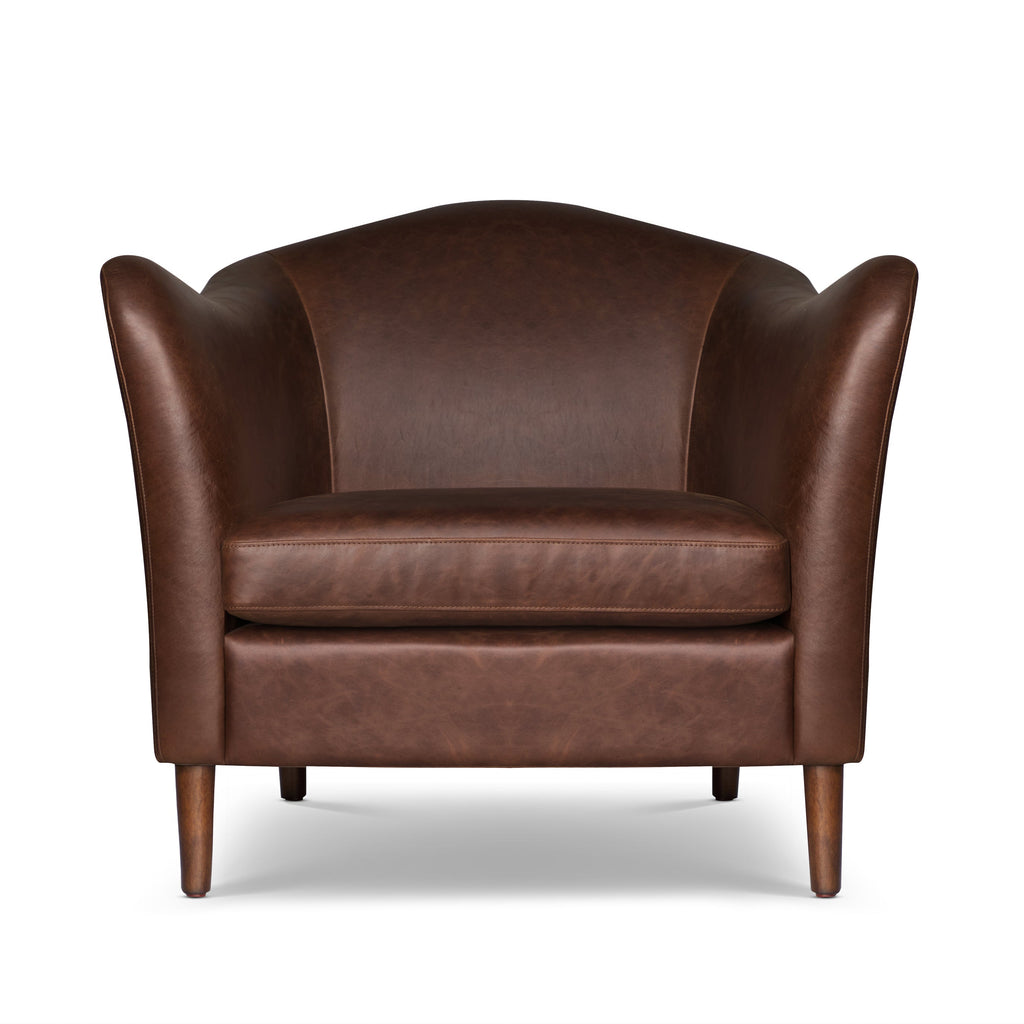 Fauteuil en cuir | Marron chocolat