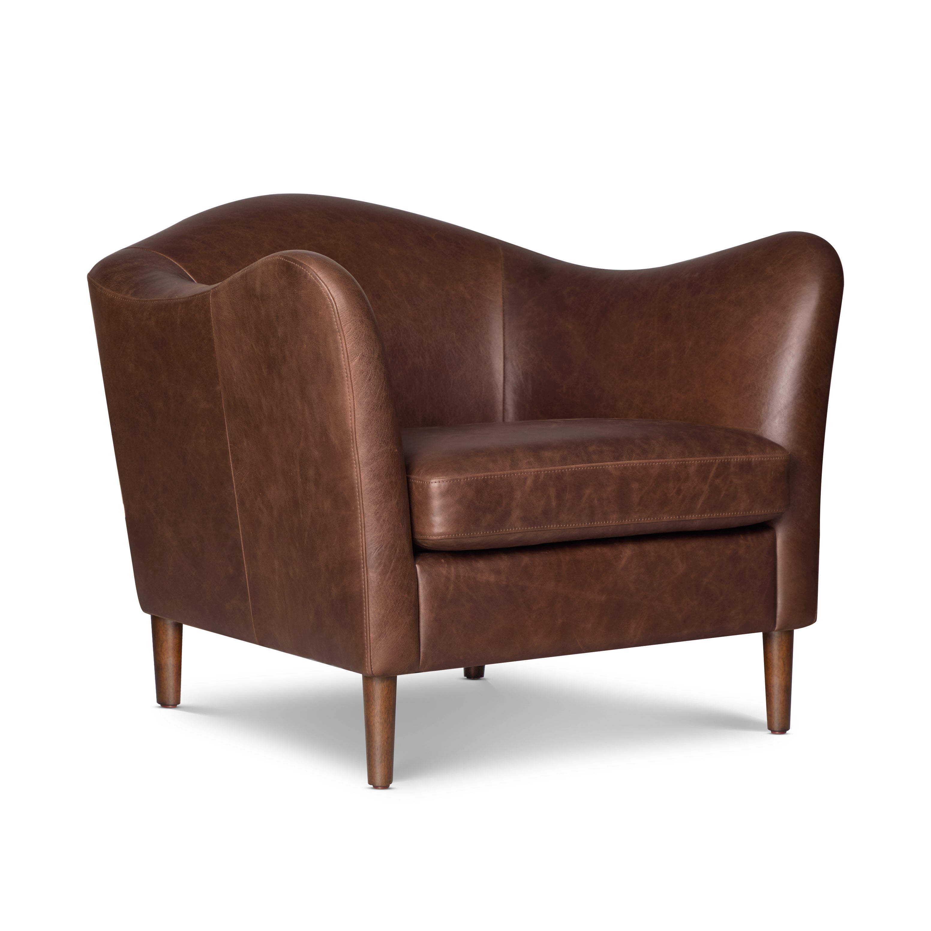 Fauteuil en cuir | Marron chocolat