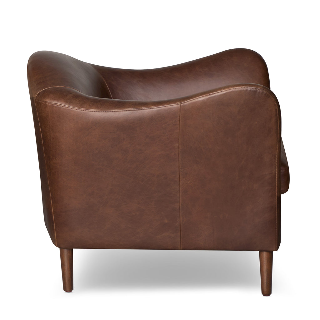Fauteuil en cuir | Marron chocolat