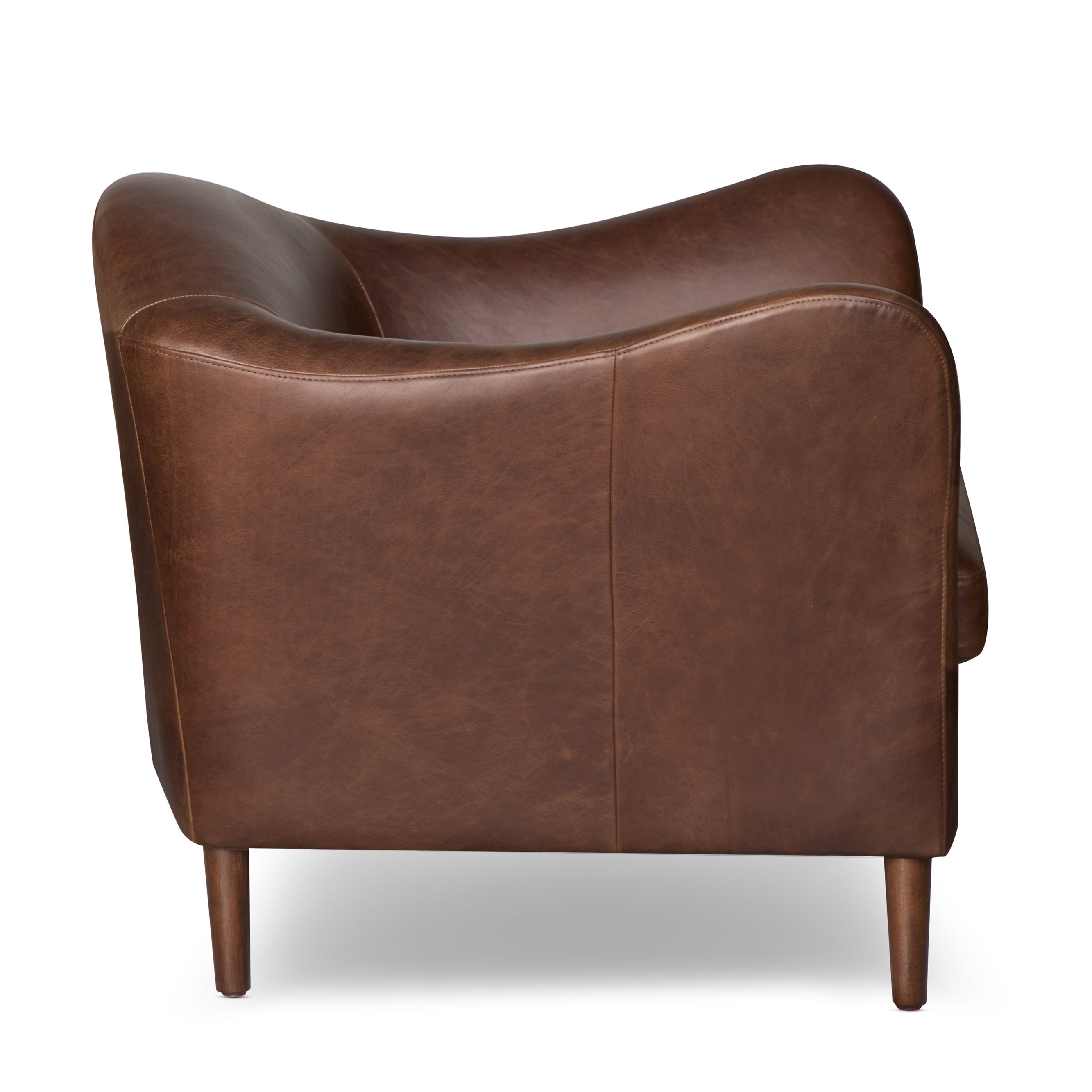 Fauteuil en cuir | Marron chocolat