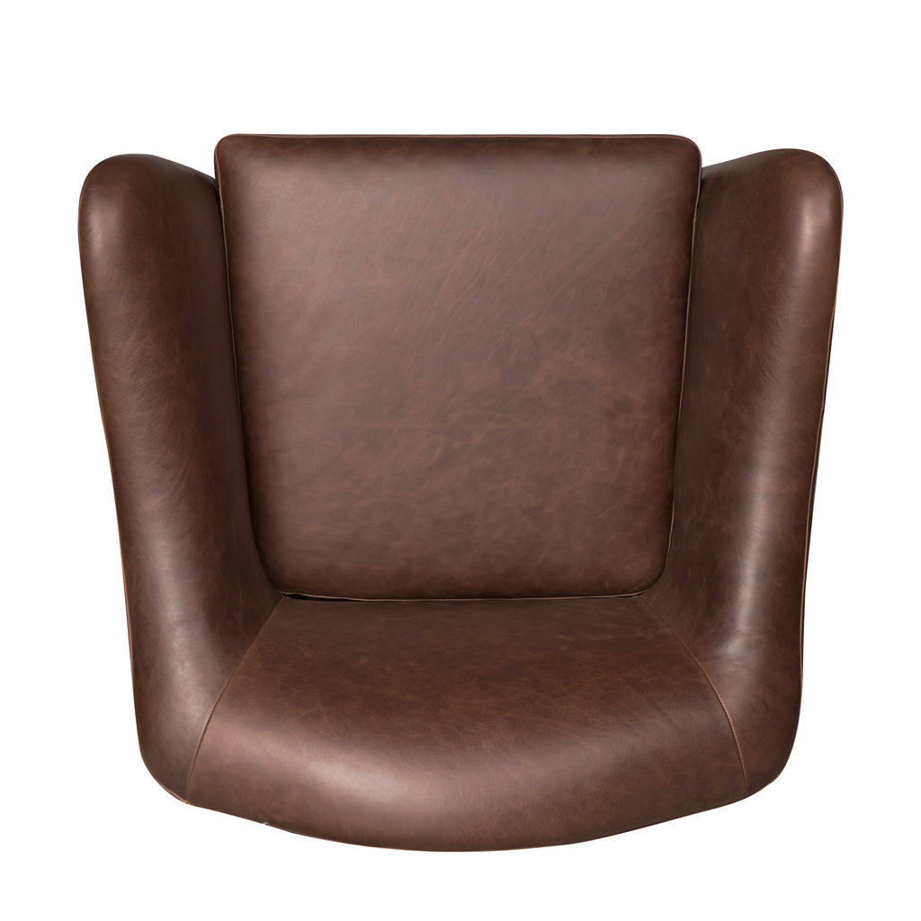 Fauteuil en cuir | Marron chocolat