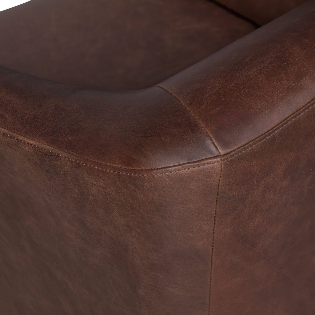 Fauteuil en cuir | Marron chocolat