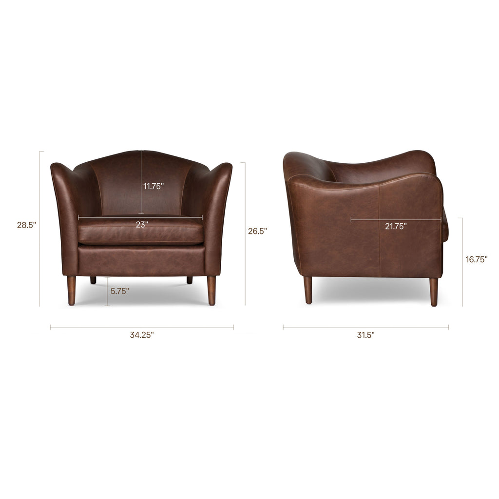 Fauteuil en cuir | Marron chocolat