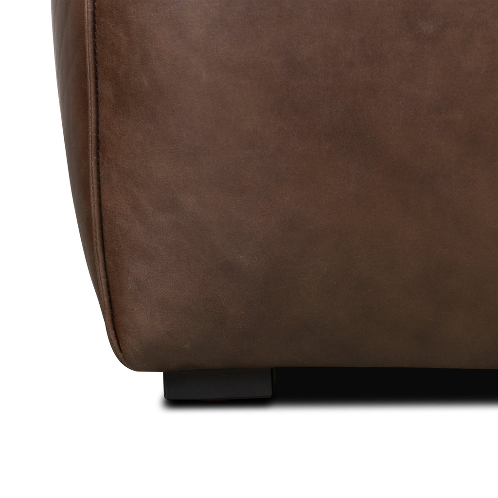 Ottoman en cuir | Marron chocolat