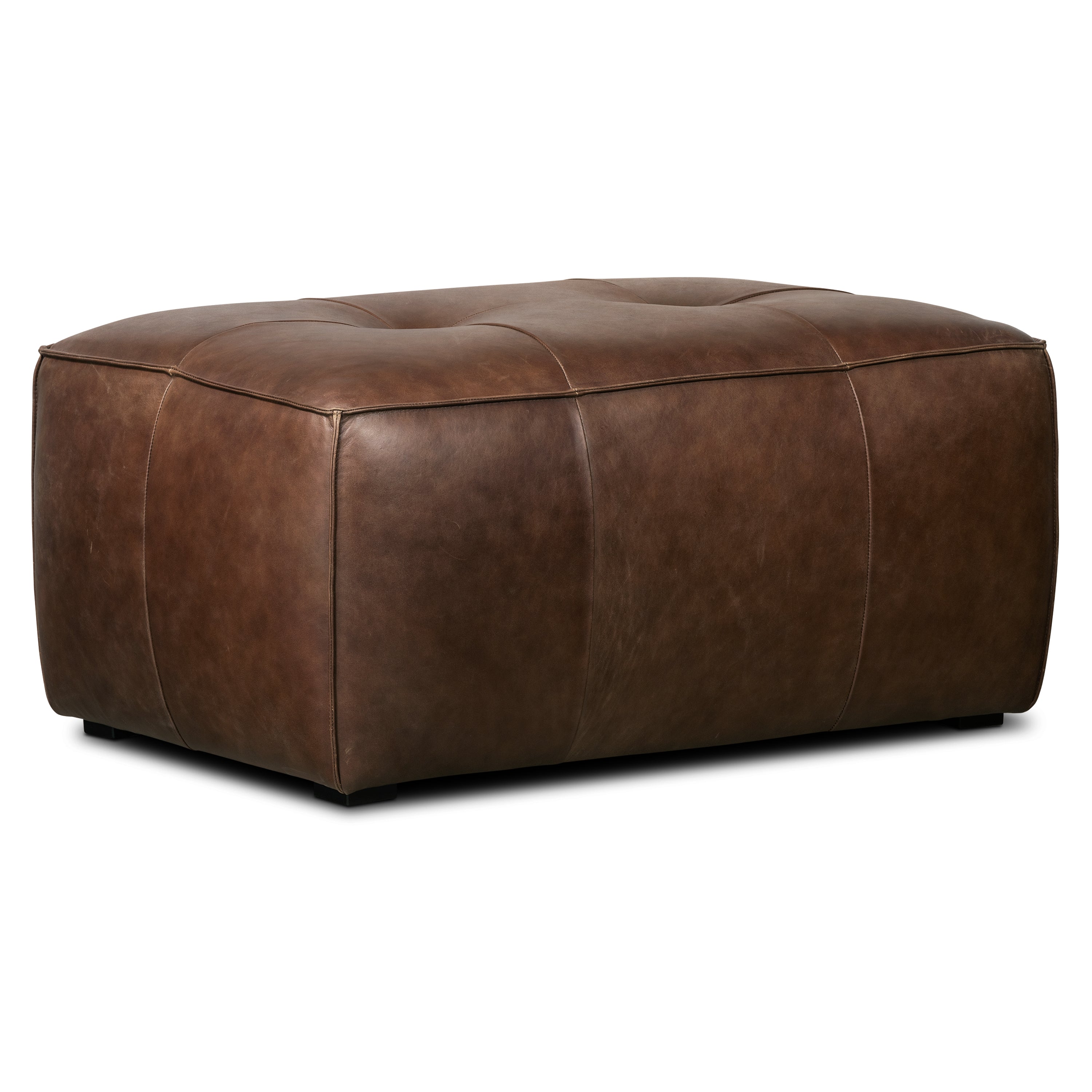 Ottoman en cuir | Marron chocolat